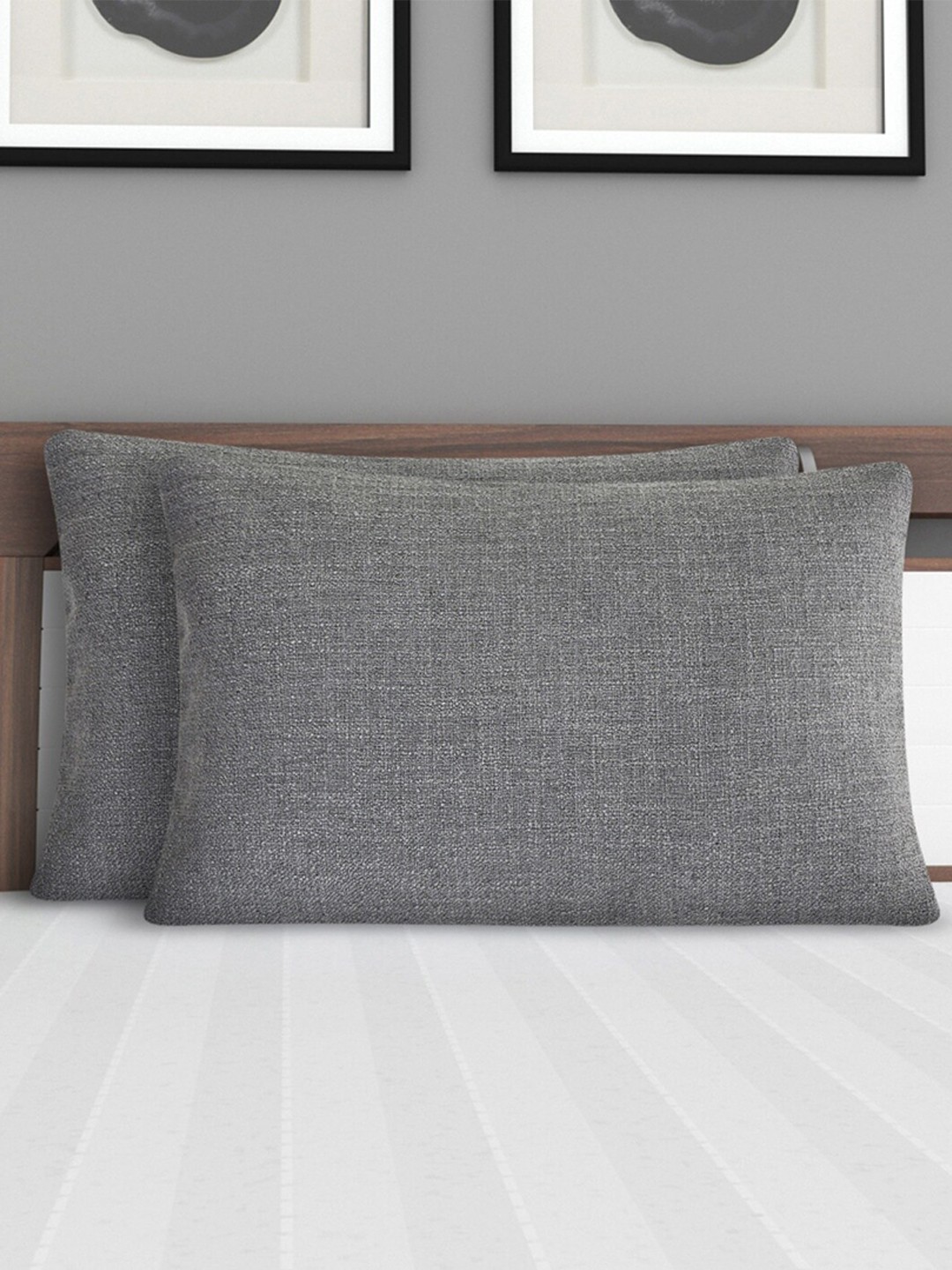 

Home Centre Grey Set of 2 Rectangle Pillow Covers