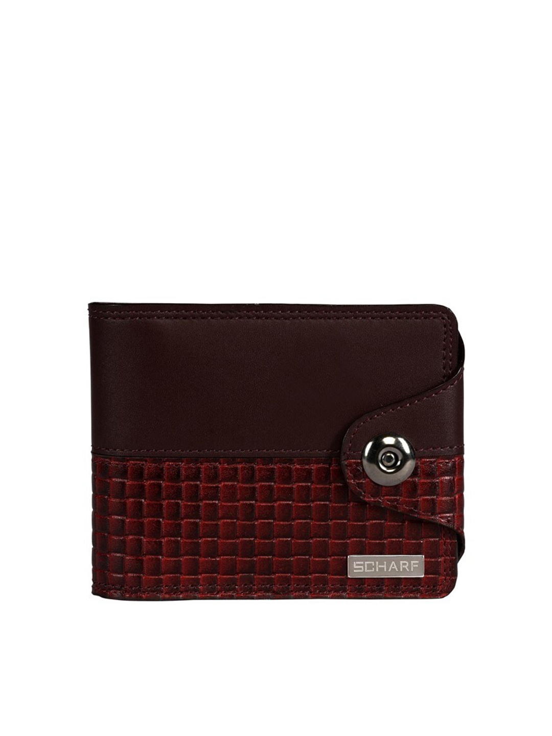 

SCHARF Men Brown Textured Leather Two Fold Wallet with SIM Card Holder
