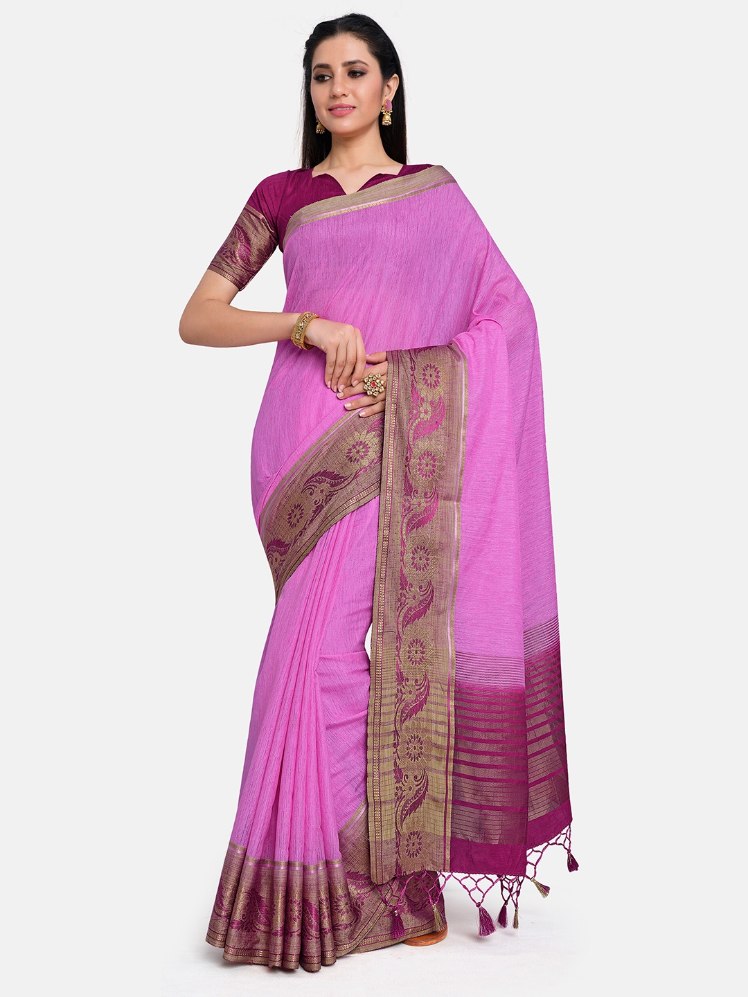 

MIMOSA Lavender Zari Linen Blend Banarasi Saree