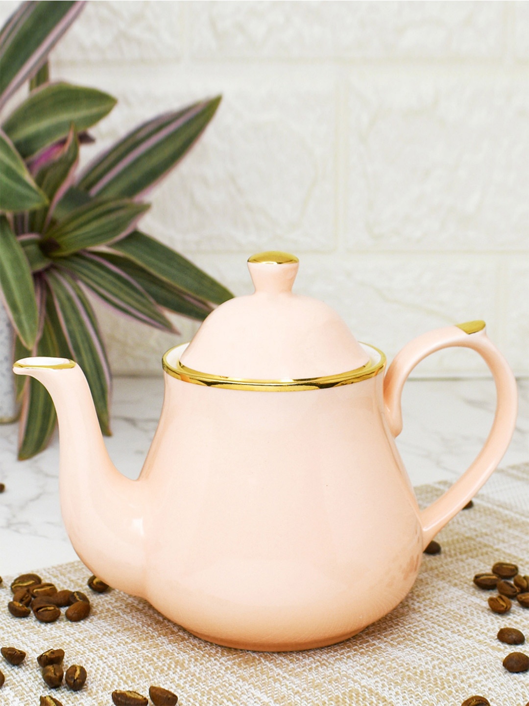 

CLAY CRAFT Pink Solid Ceramic Glossy Kettle
