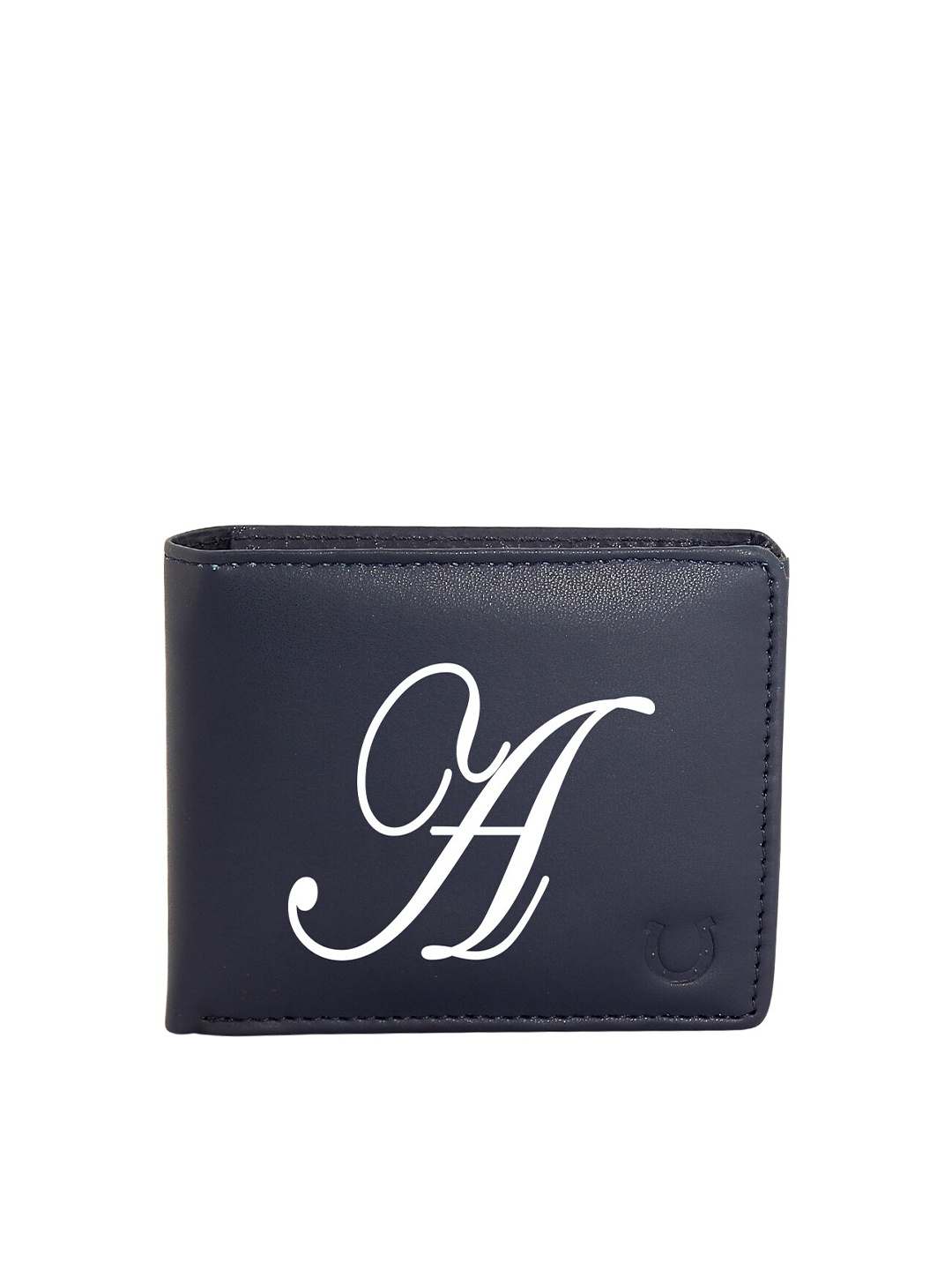 

Blacksmith Men Navy Blue & White Graphic Printed PU Two Fold Wallet with SD Card Holder
