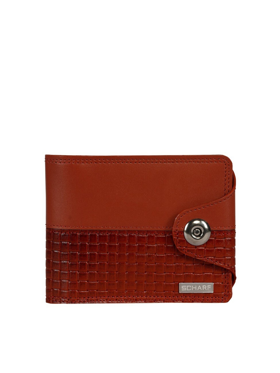 

SCHARF Men Tan Brown Textured Leather Two Fold Wallet with SIM Pin Remover