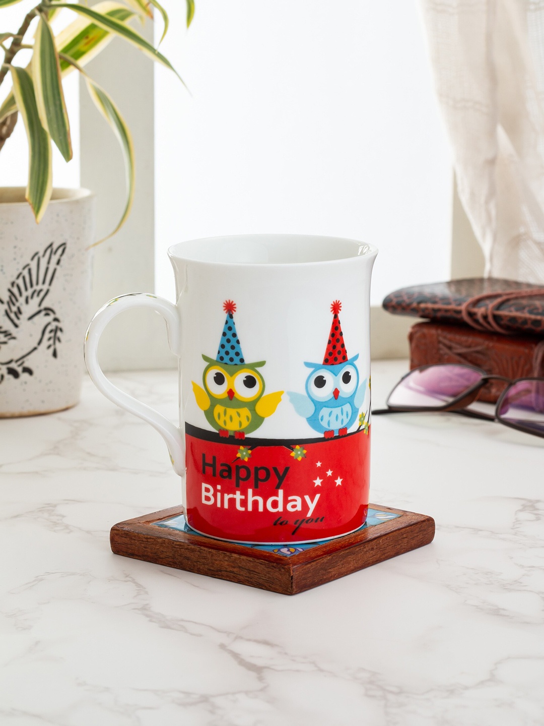 

CLAY CRAFT White & Red Printed Ceramic Glossy Cup