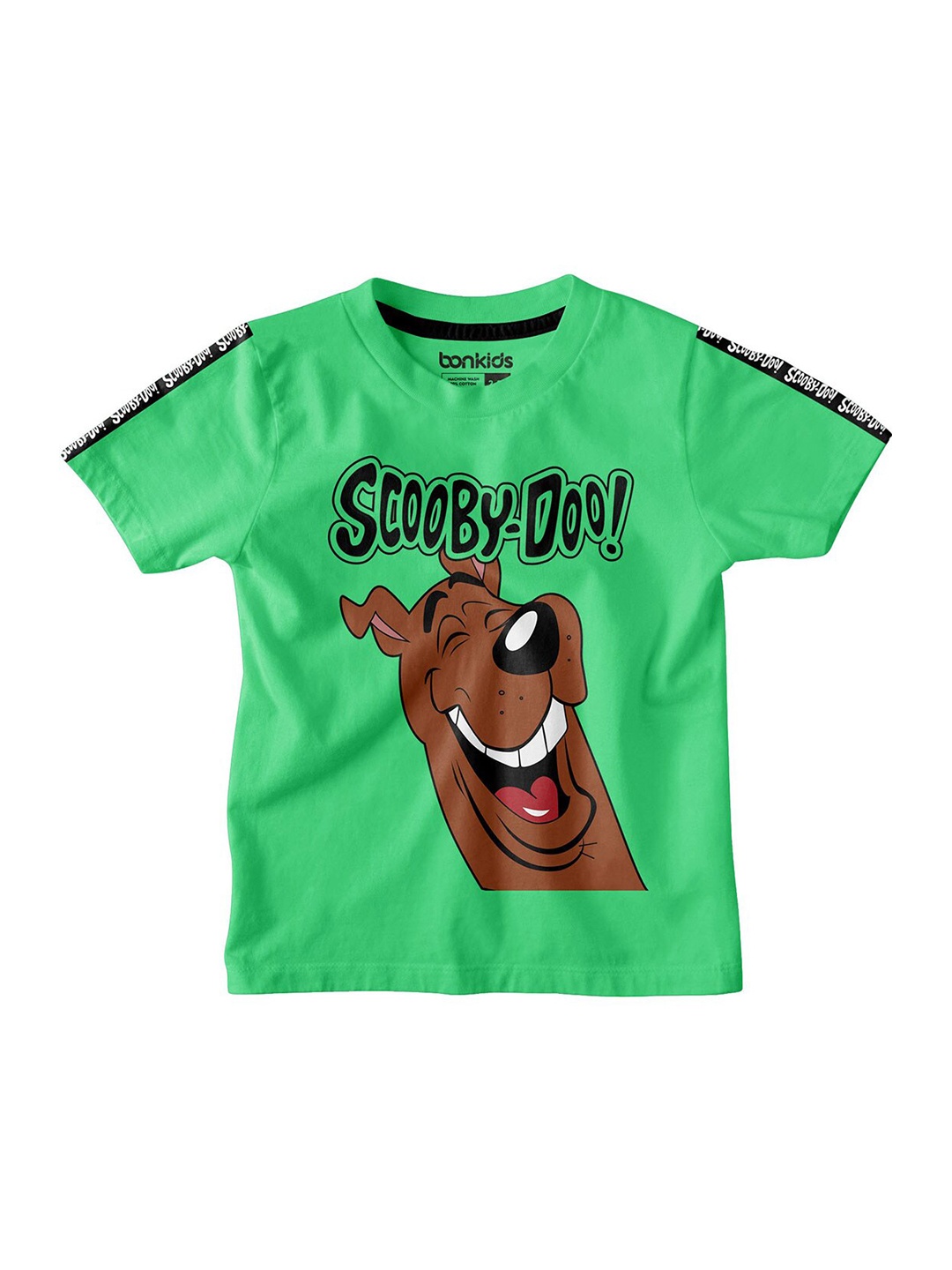 

BONKIDS Boys Green Scooby-Doo Printed V-Neck Slim Fit T-shirt