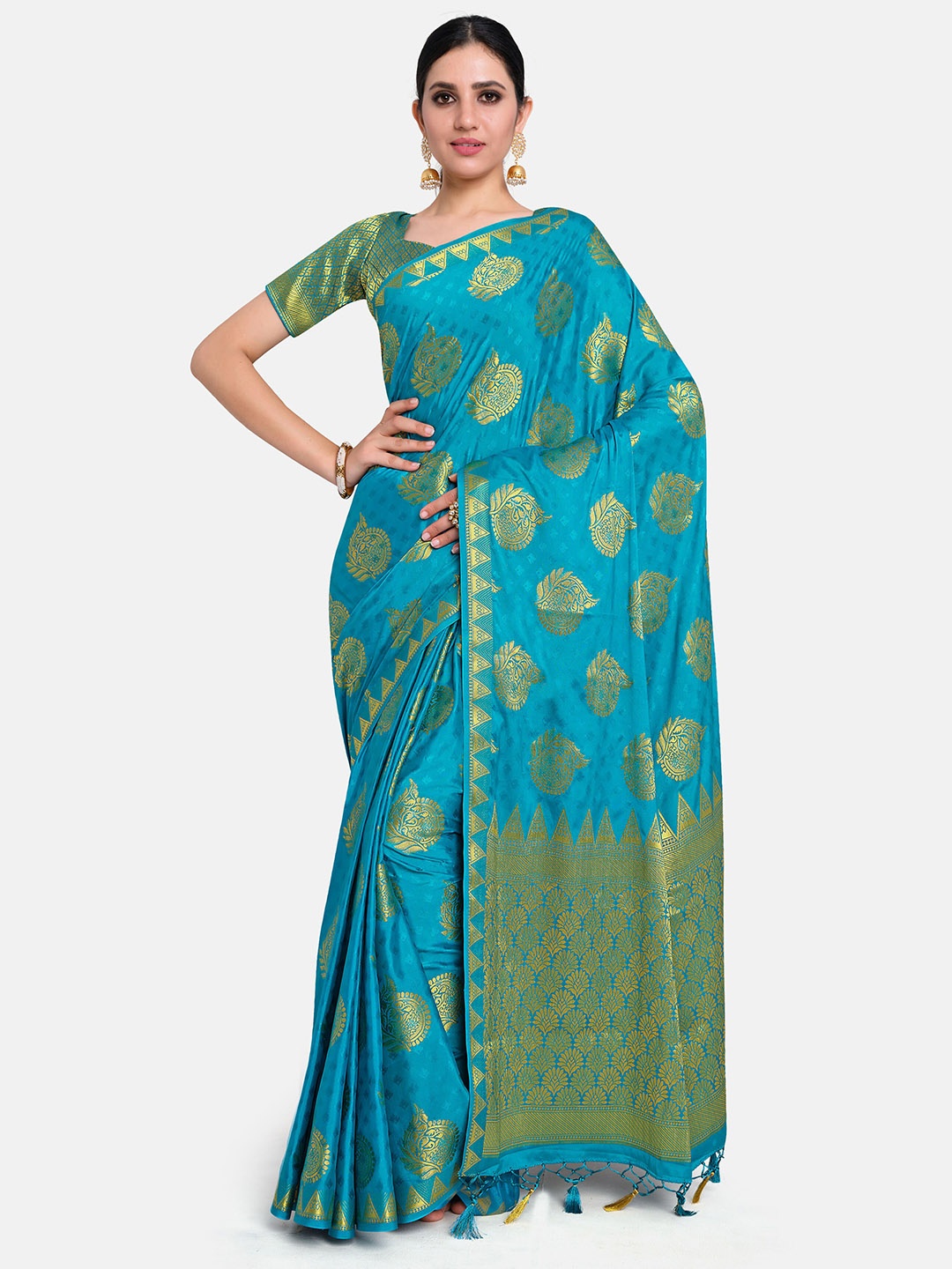 

MIMOSA Blue Ethnic Motifs Zari Mysore Silk Saree