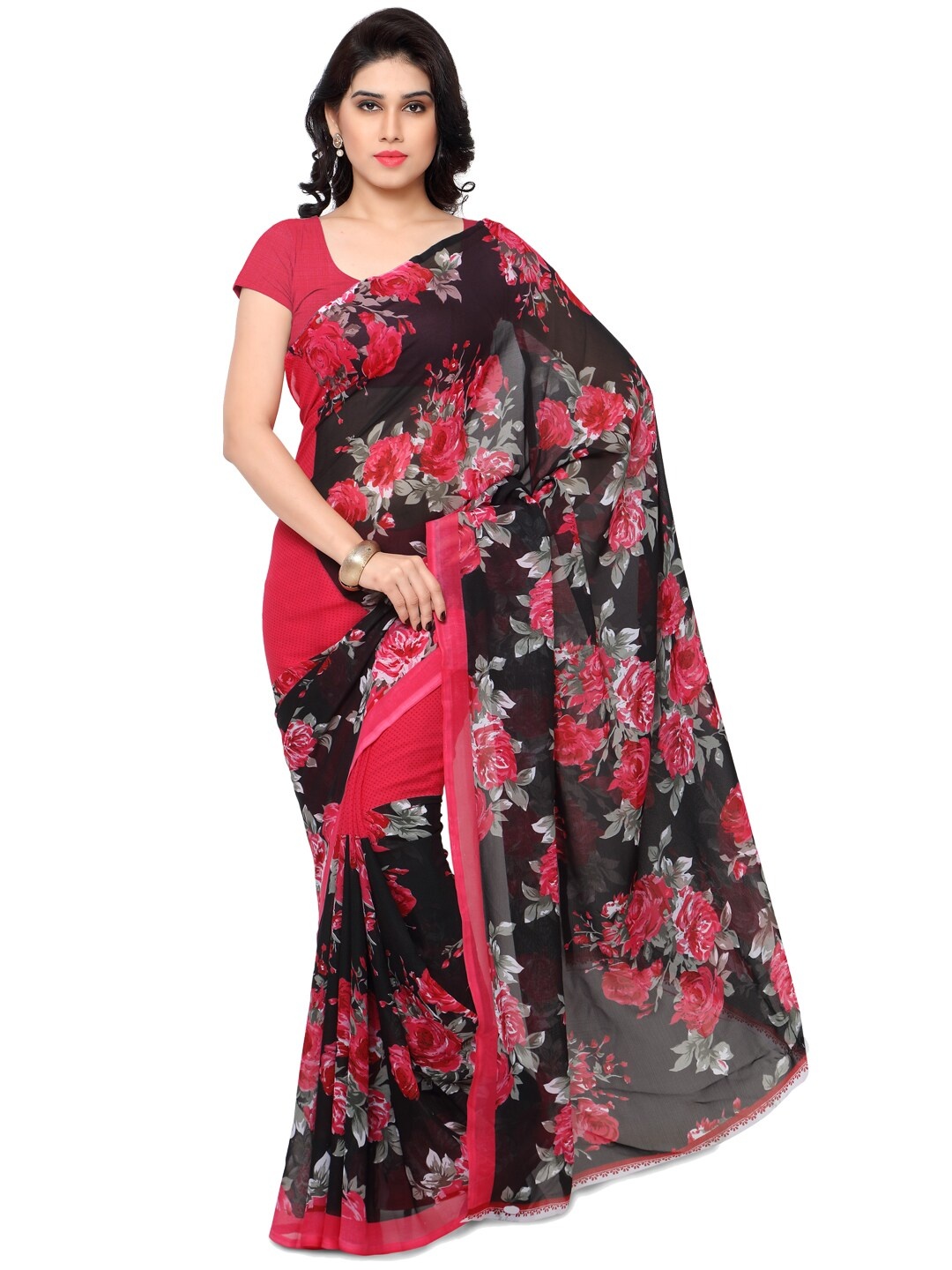 

ANAND SAREES Pack Of 2 Poly Georgette Sarees, Pink