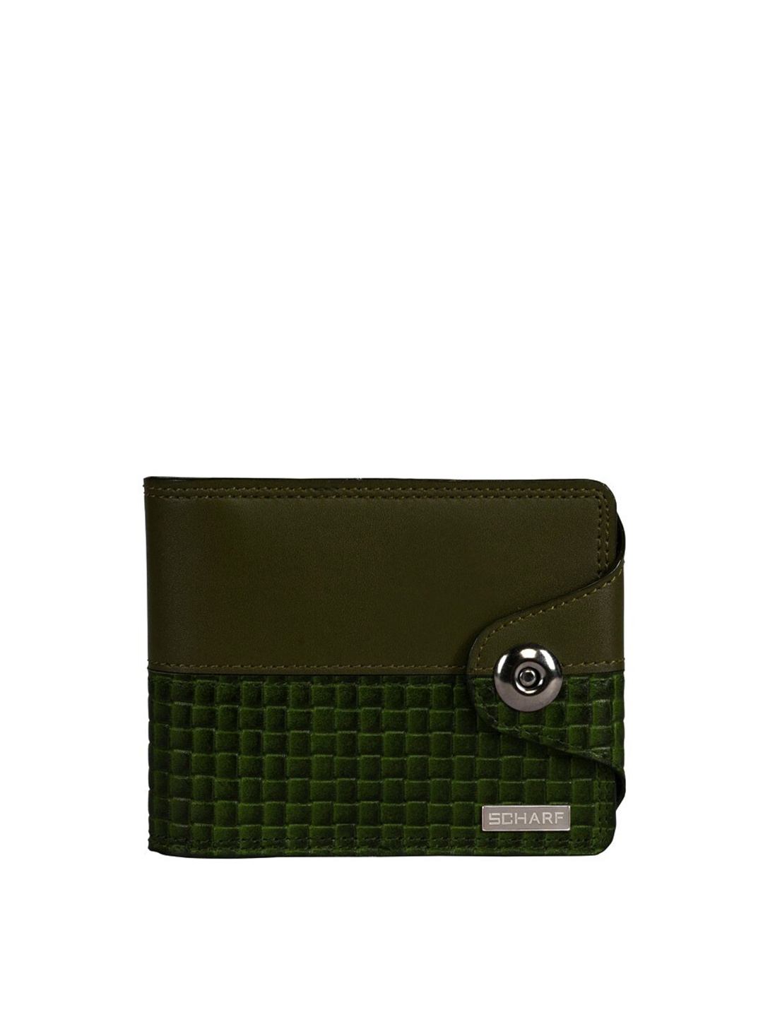 

SCHARF Men Green Printed Leather Two Fold Wallet with SIM Card Holder
