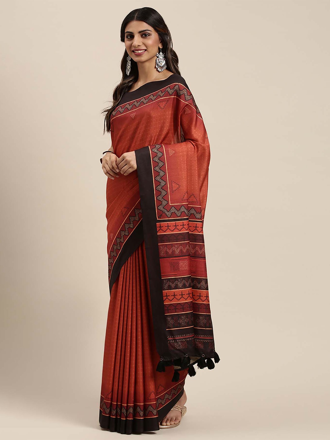 

Soch Red & Orange Silk Blend Saree