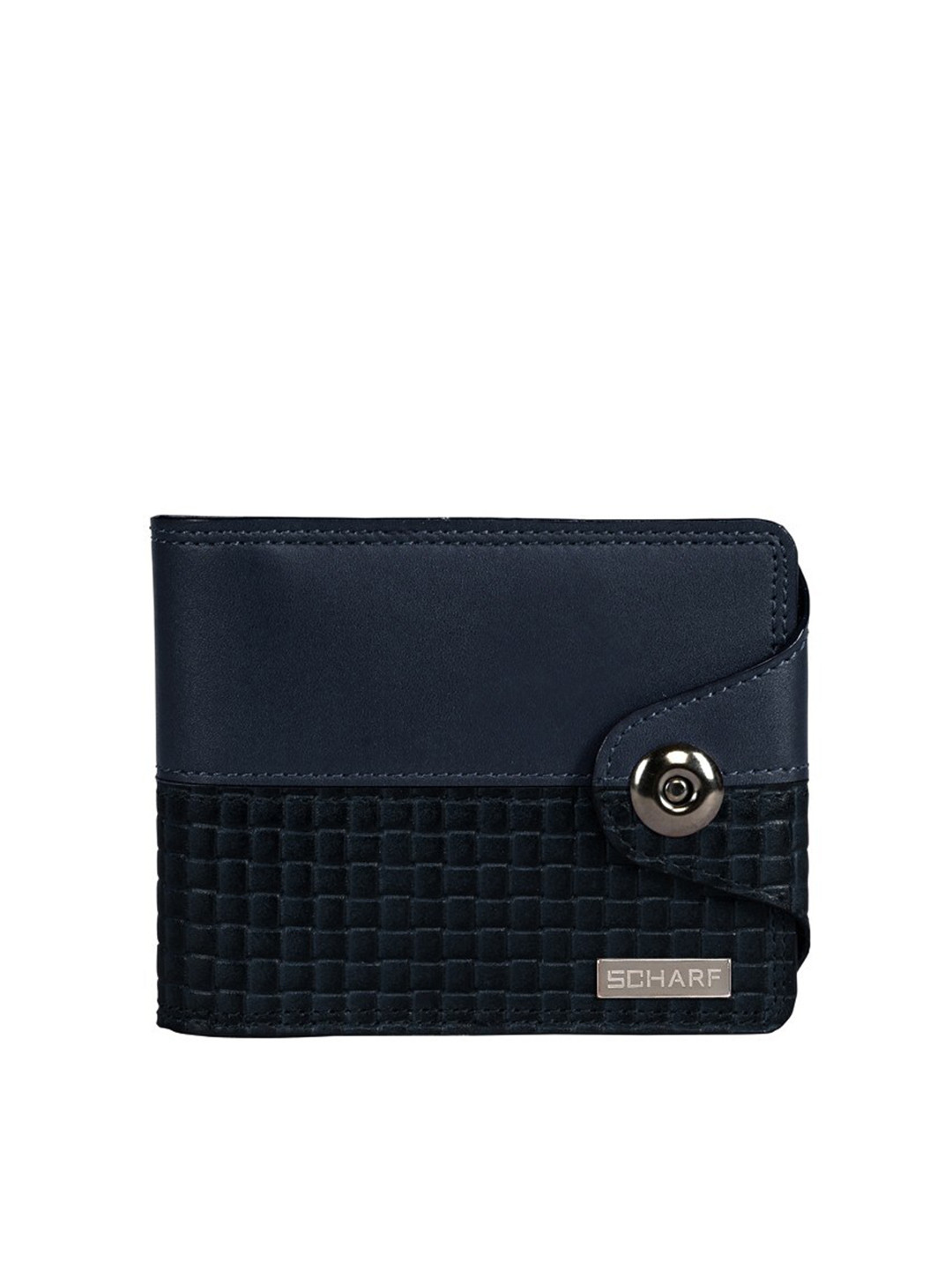 

SCHARF Men Navy Blue Textured Leather Bi-Fold Two Fold Wallet