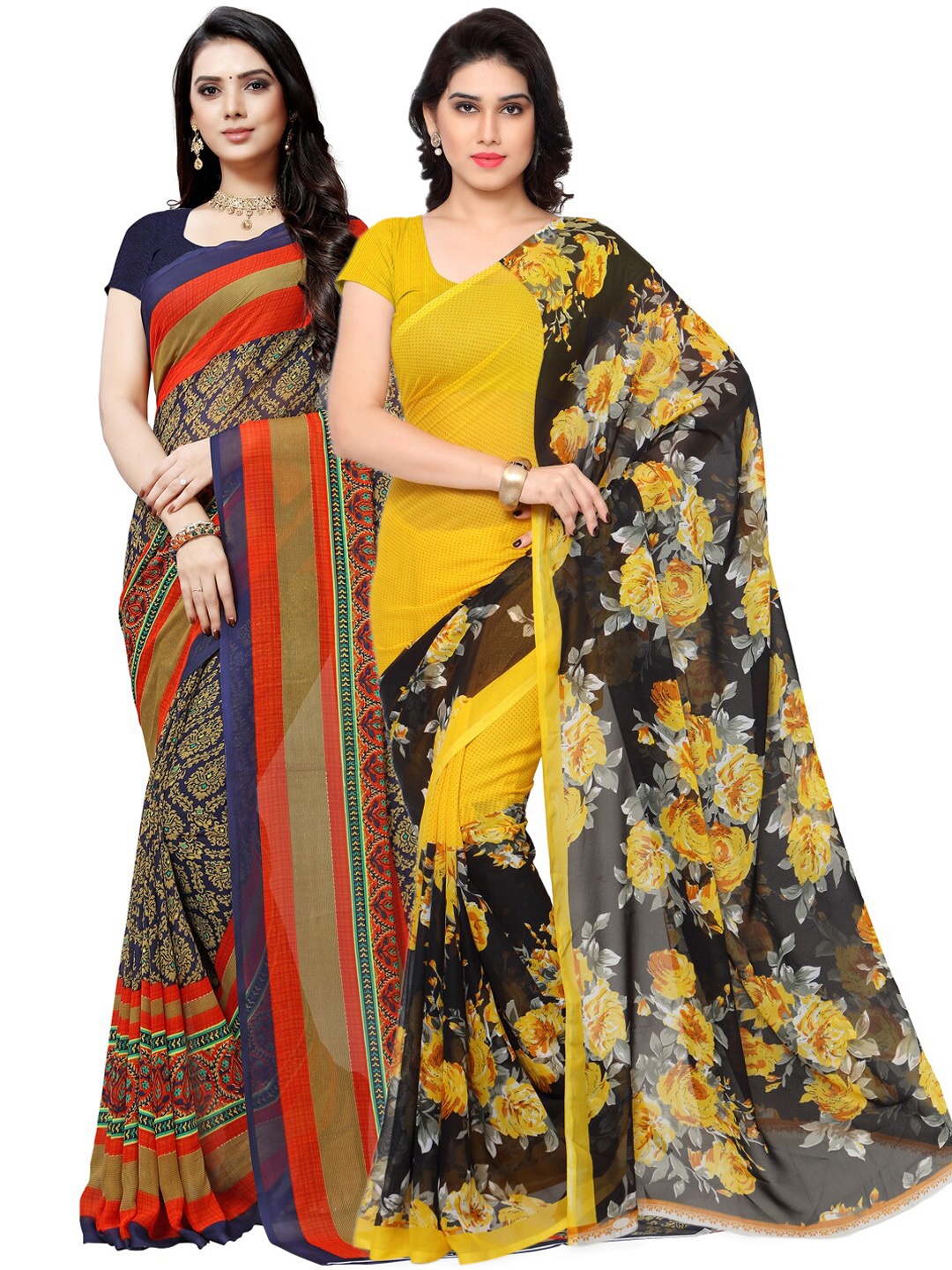 ANAND SAREES Multi Pack of 2 Floral Saree