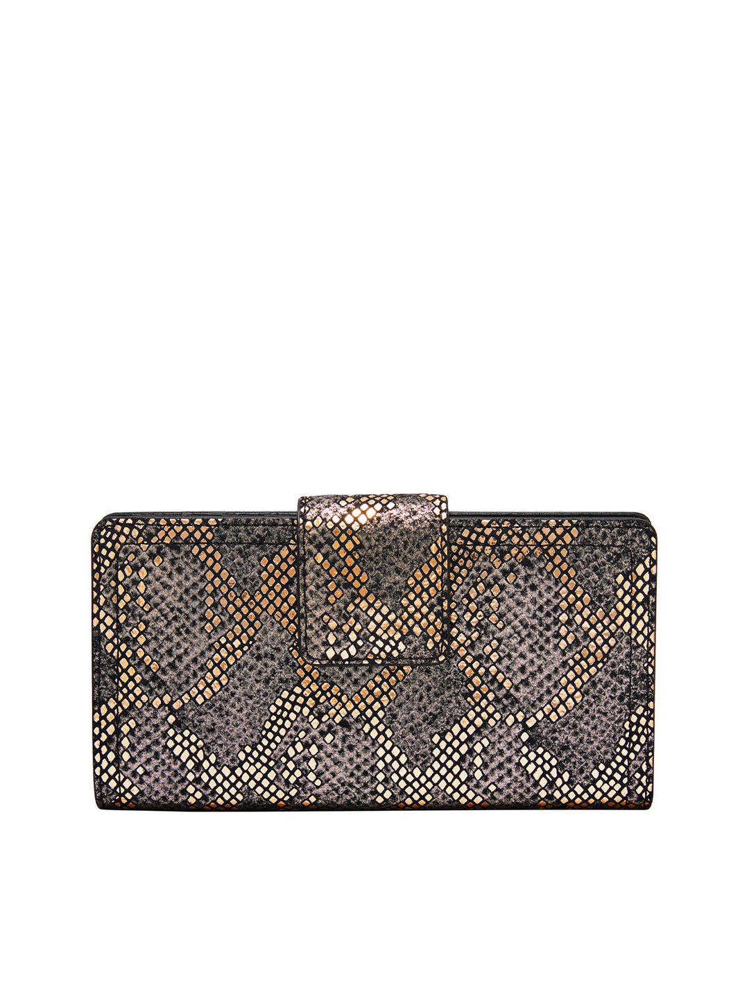 

Fossil Silver & Beige Animal Textured Leather Purse Clutch