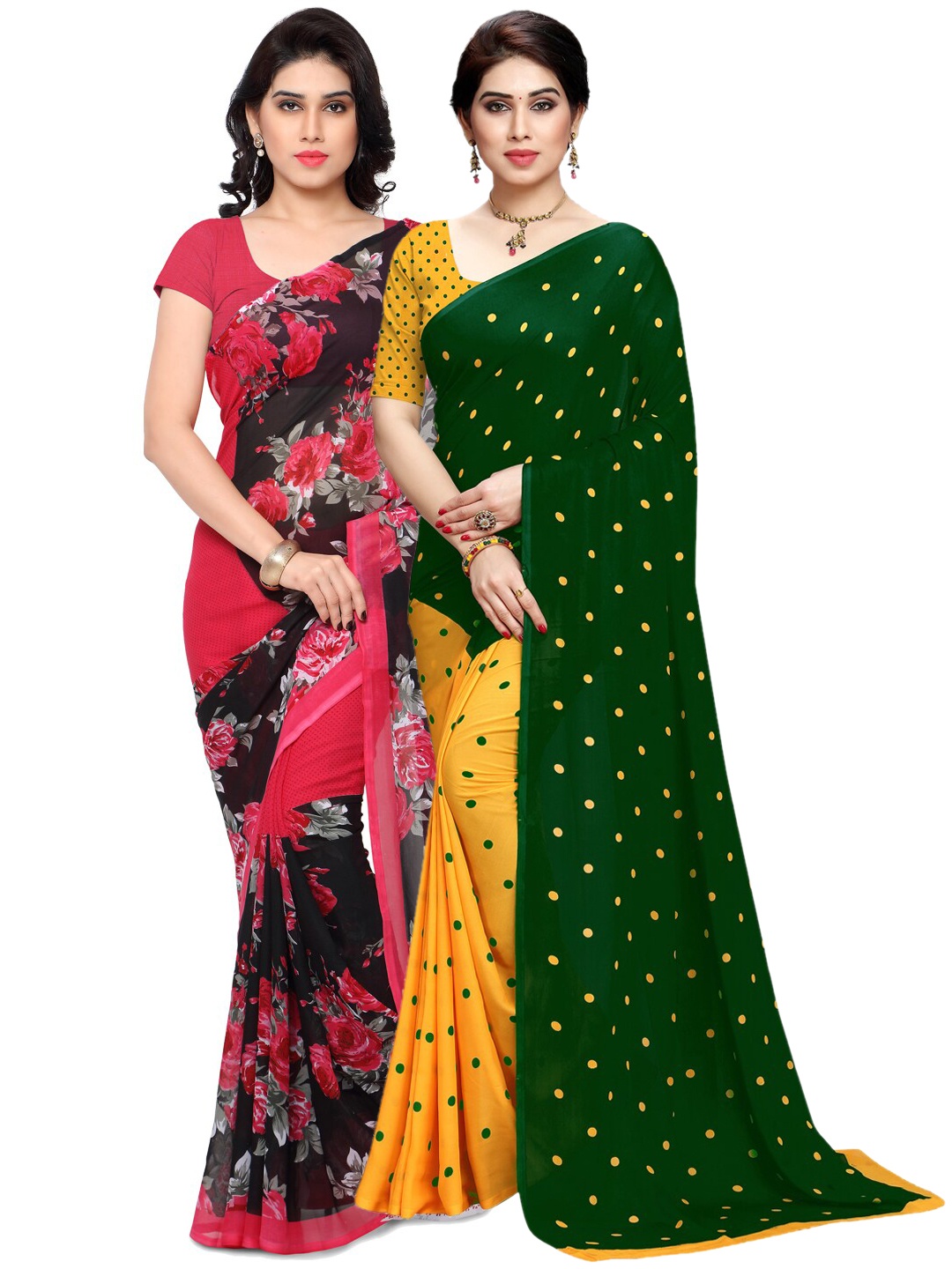 

ANAND SAREES Pack of 2 Printed Poly Georgette Saree, Multi