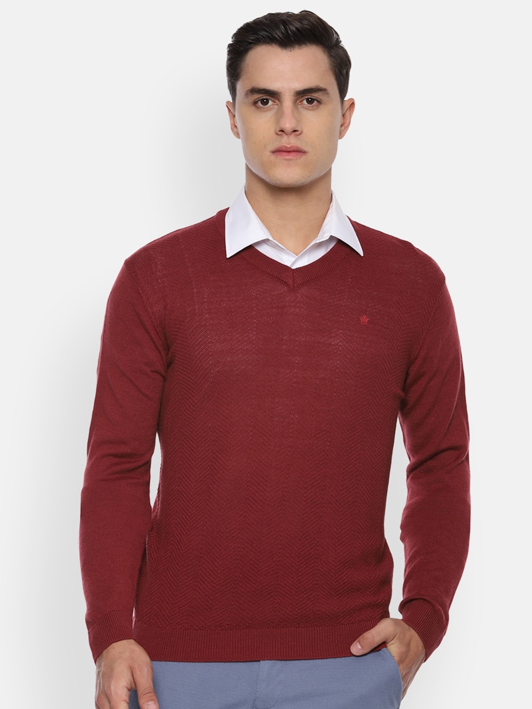 

Louis Philippe Men Maroon Pullover