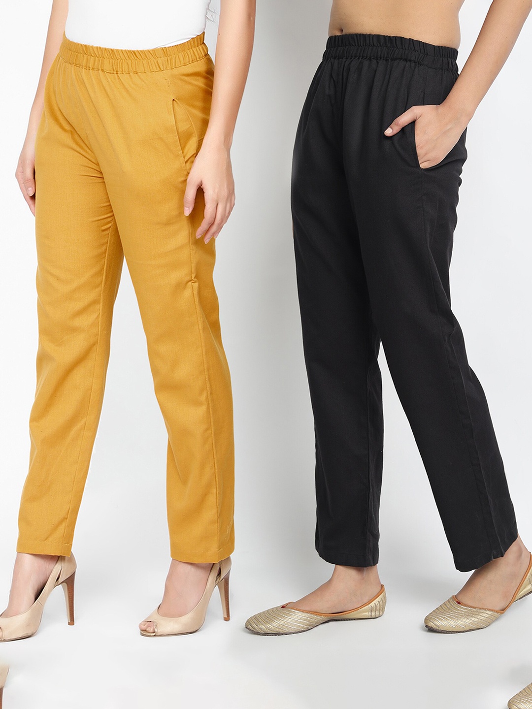 

Molcha Women Yellow & Black Set of 2 Palazzos
