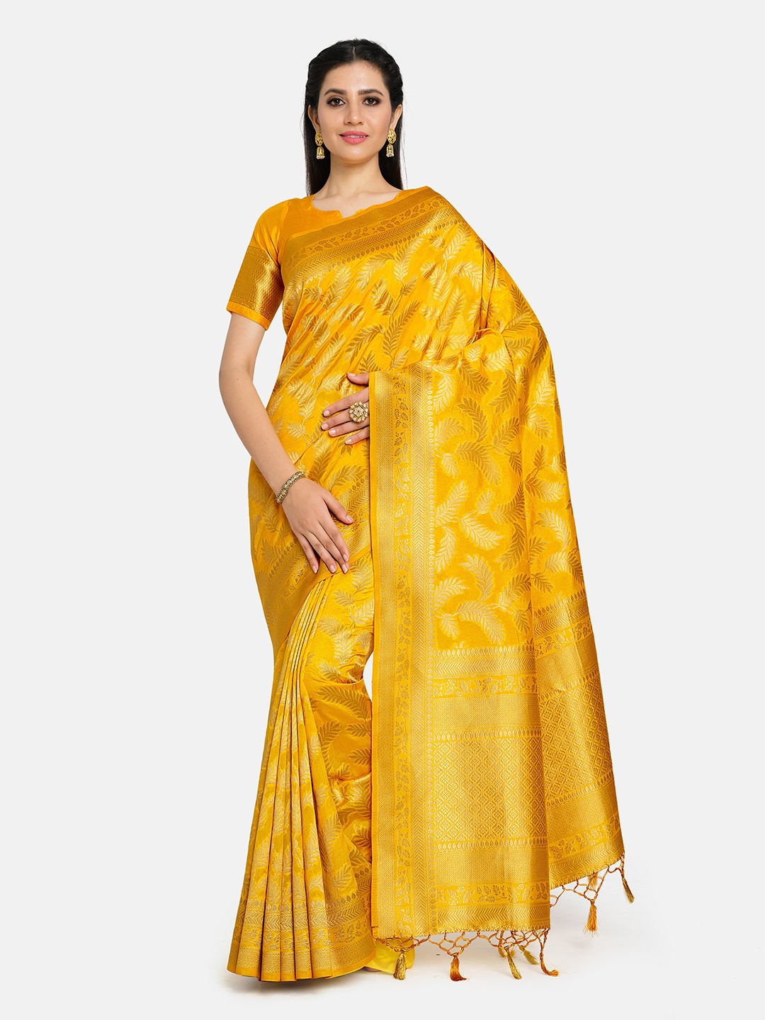 

MIMOSA Gold Woven Design Zari Art Silk Kanjeevaram Saree
