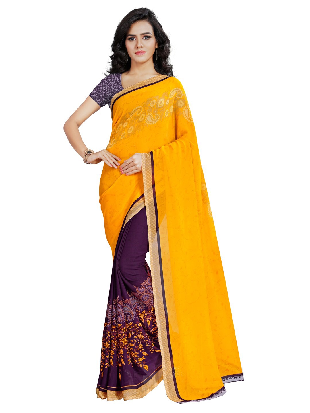 

ANAND SAREES Pack of 2 Printed Poly Georgette Saree, Multi