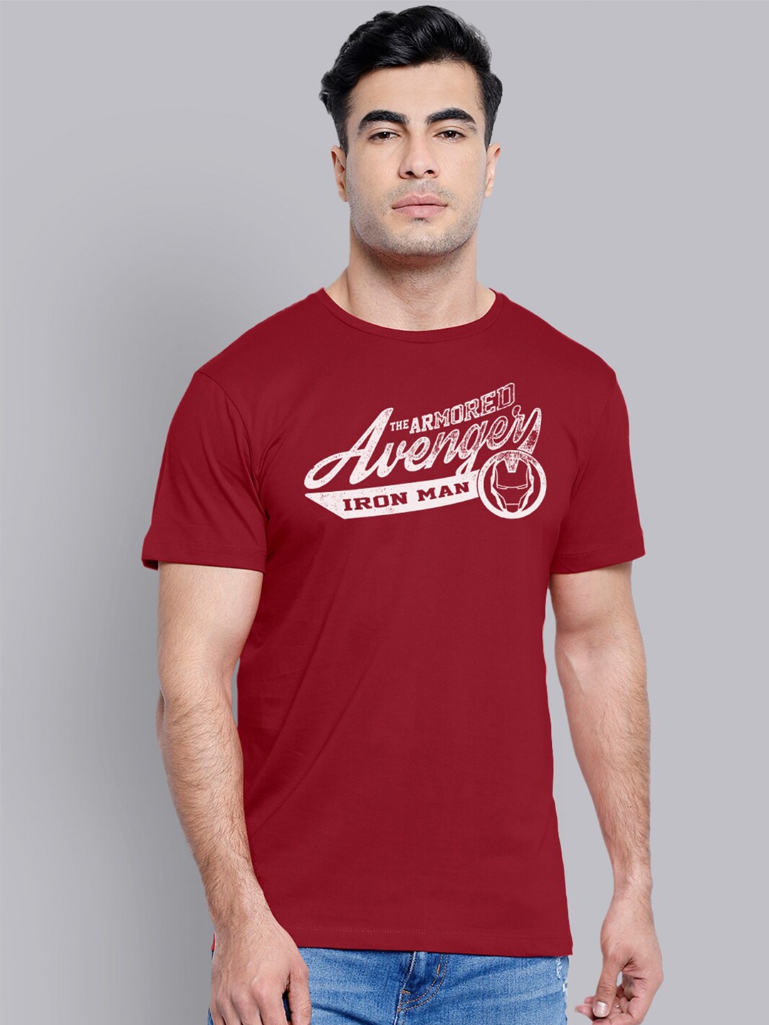 

Free Authority Men Red Iron Man Printed Cotton Pure Cotton T-shirt