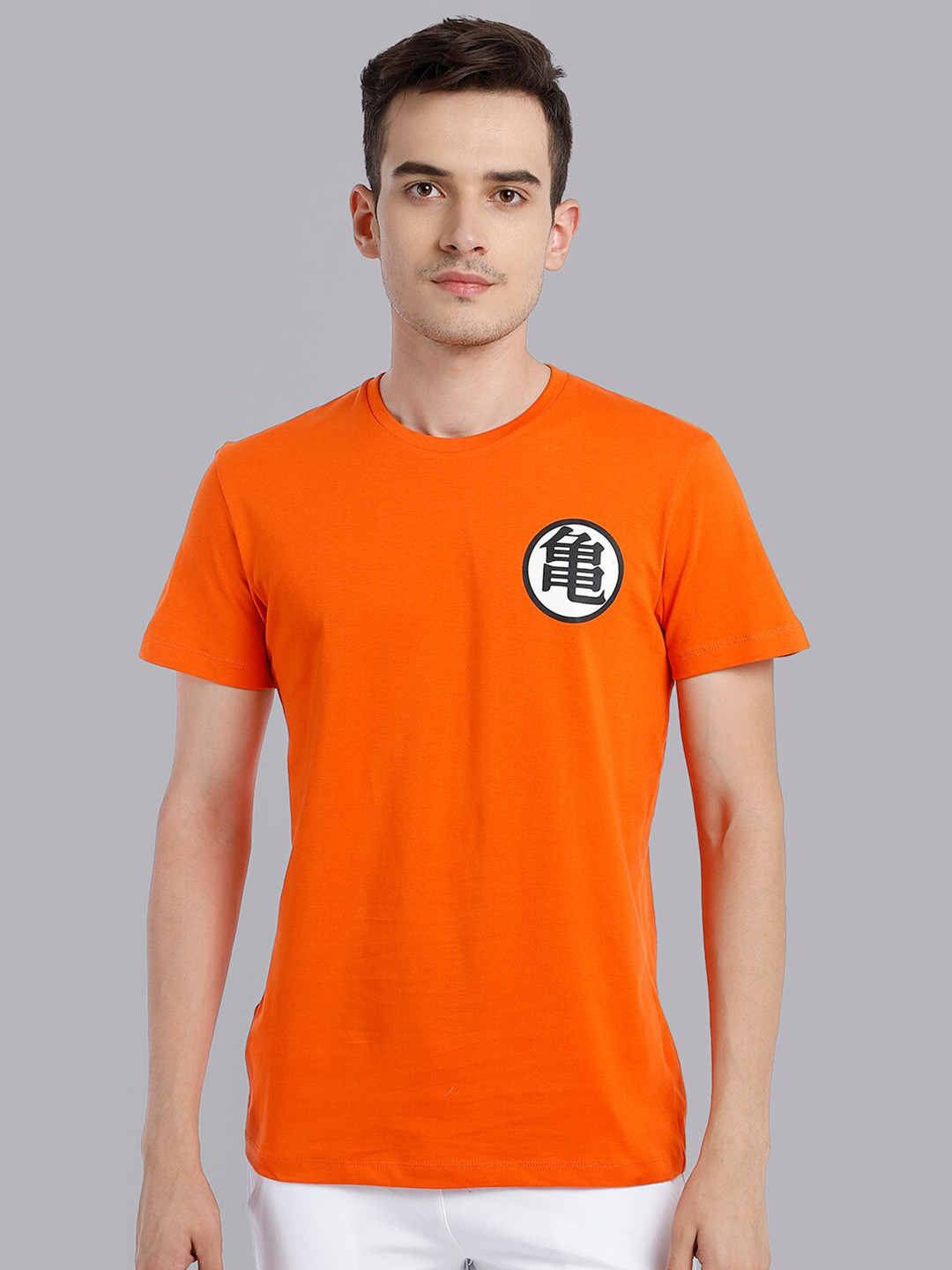 

Free Authority Men Orange & White Dragon Ball Z Printed Cotton T-shirt