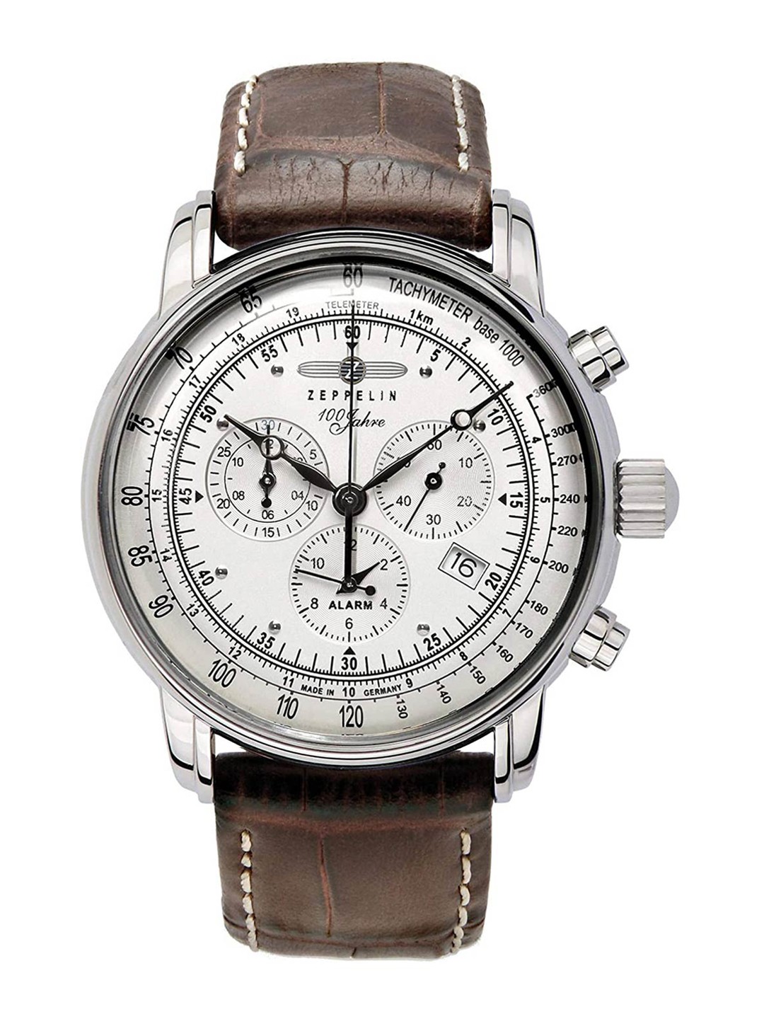 

ZEPPELIN Men Silver-Toned Printed Dial & Brown Leather Straps Analogue Watch 76801-Silver