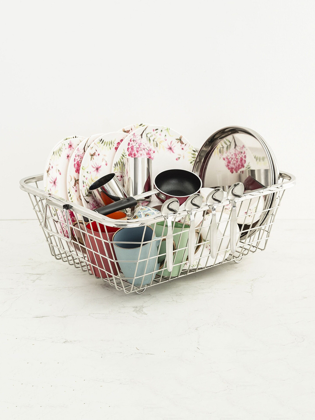 

Home Centre Silver-Toned Corsica Stainless Steel Dish Drying Basket