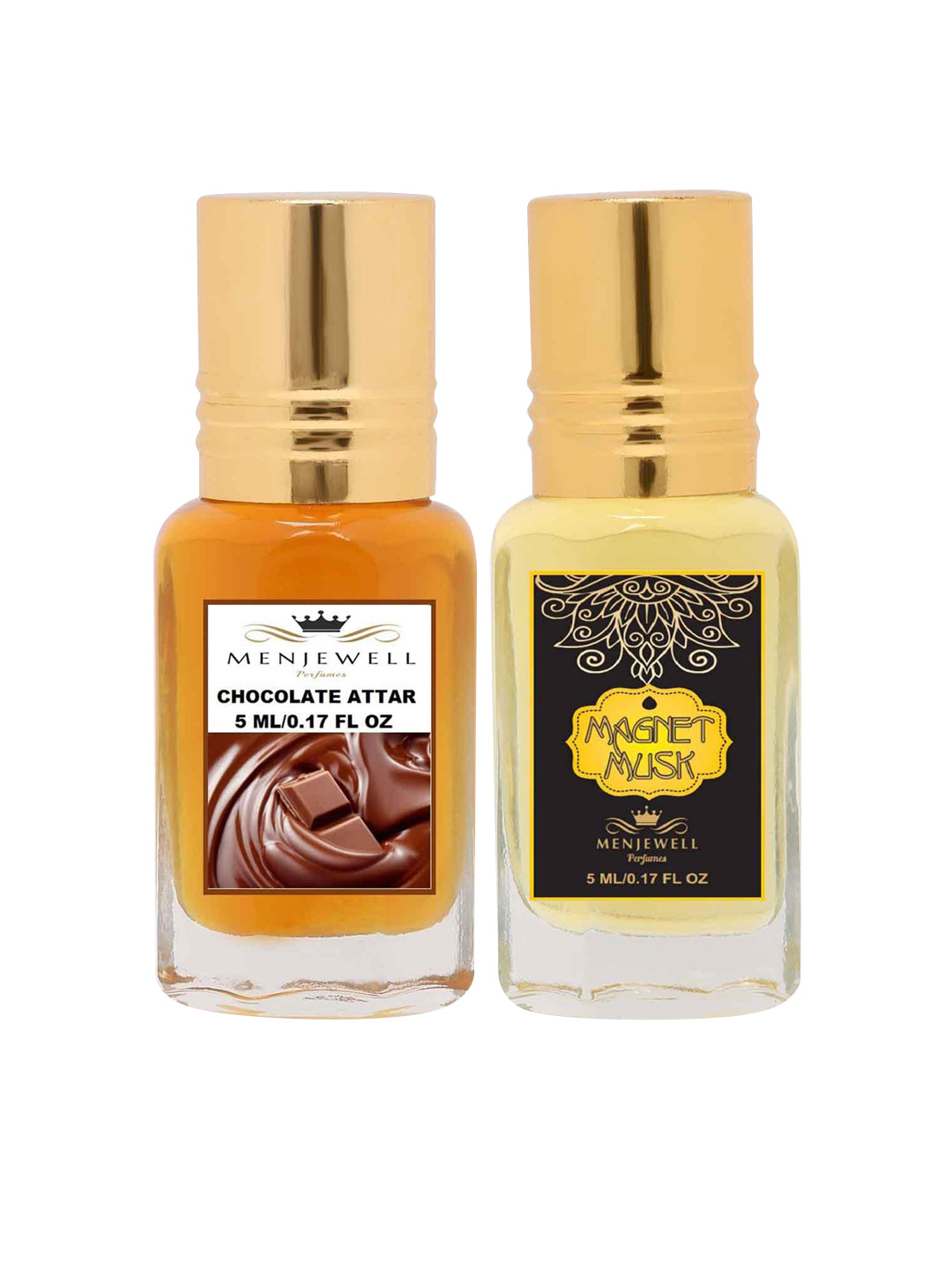 

Menjewell Set of Chocolate & Magnet Musk Attars, Transparent