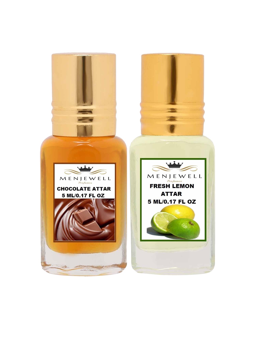 

Menjewell Set of Chocolate & Fresh Lemon Attars, Transparent