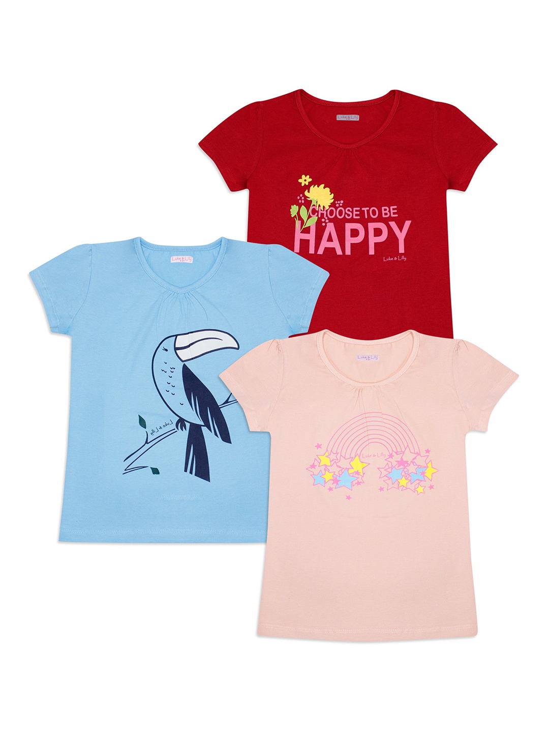 

Luke & Lilly Girls Pack of 3 Printed T-shirt, Multi