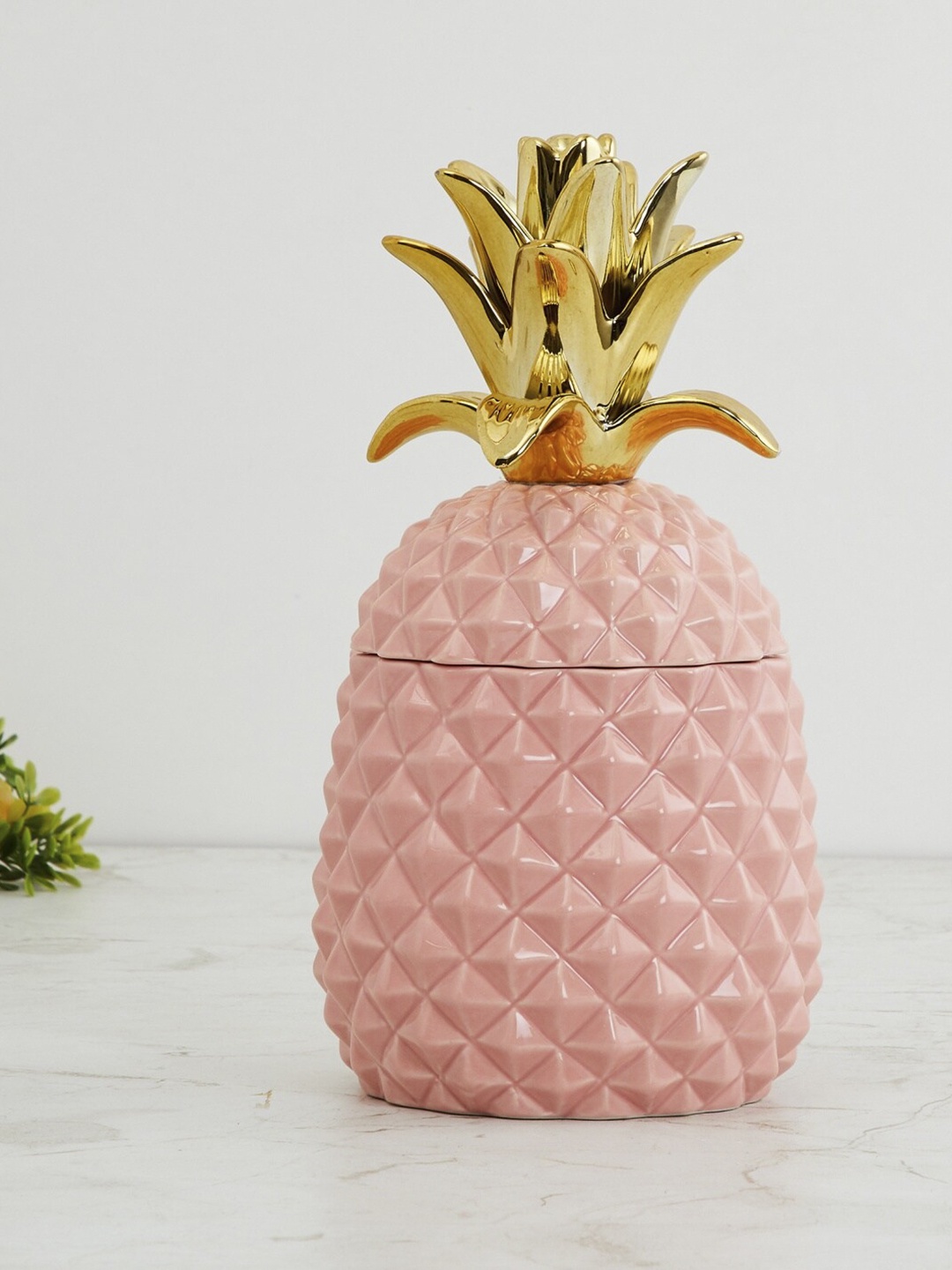 

Home Centre Pink Moksha Pineapple Decorative Jar With Lid