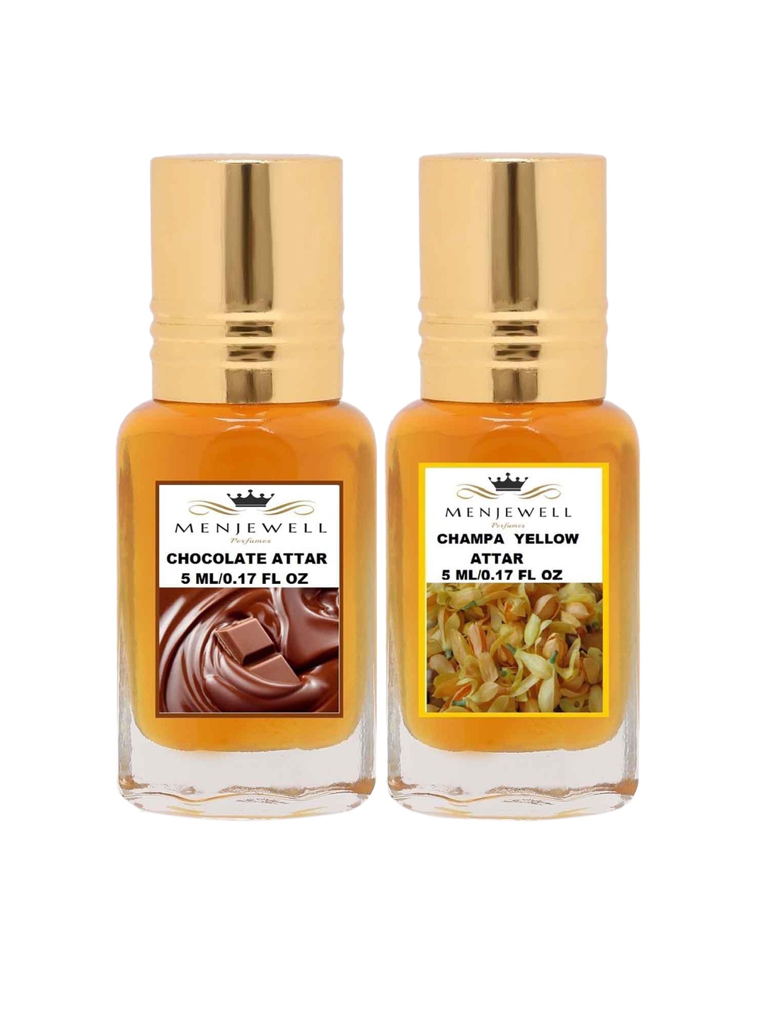 Menjewell Unisex Chocolate Champa Yellow Attar Combo Pack 10 ml, Transparent