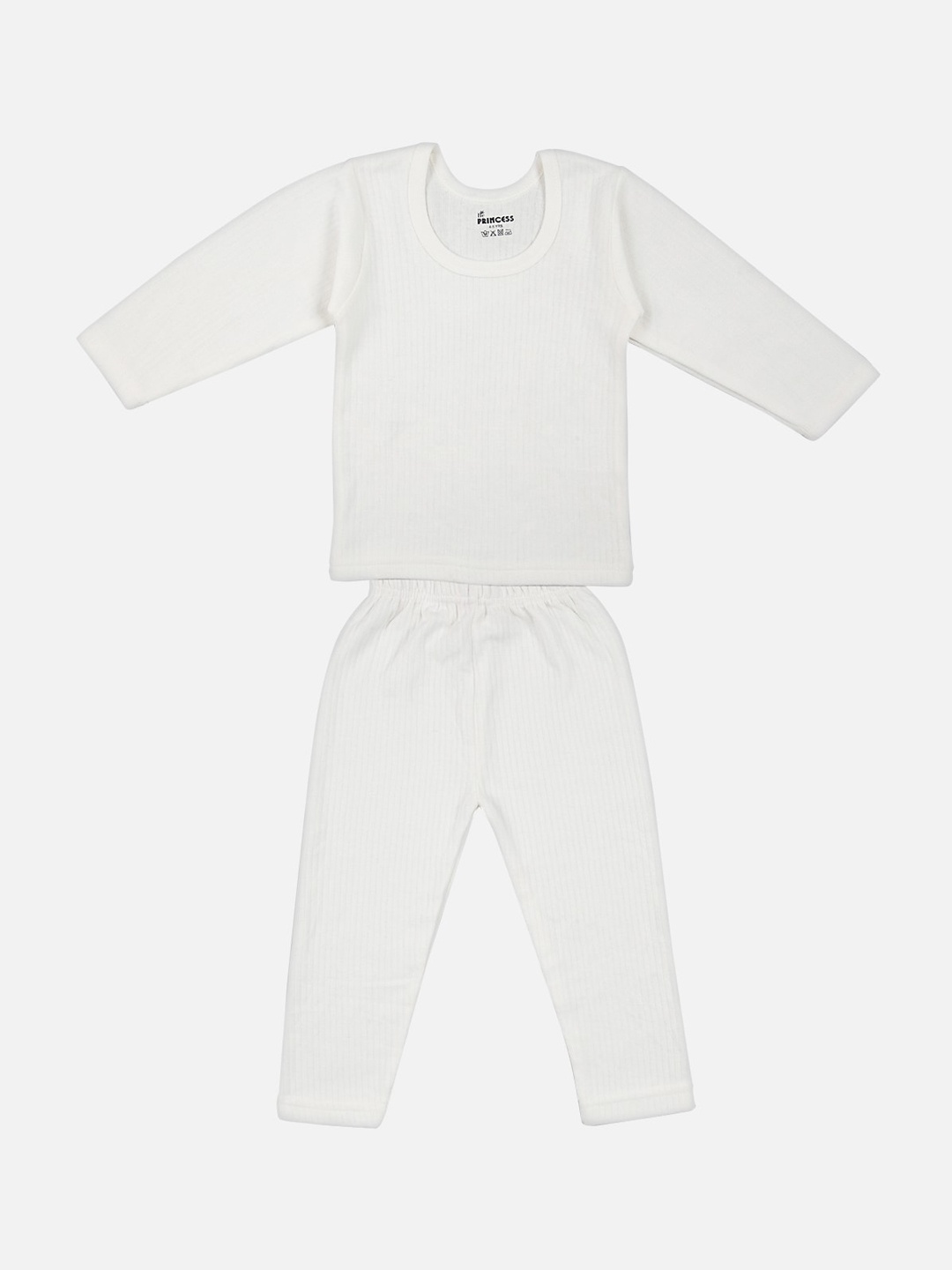 

TINY HUG Kids Off-White Solid Cotton Thermal Set