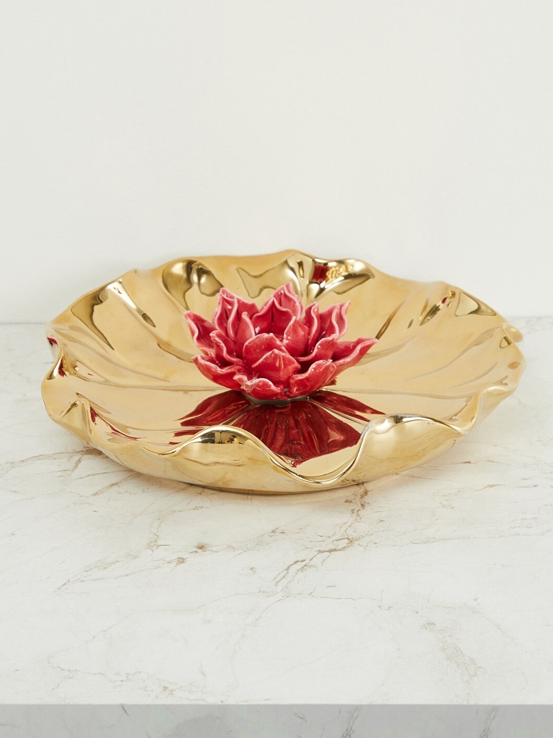

Home Centre Gold-Toned Splendid Floral Accent Potpourri Bowl