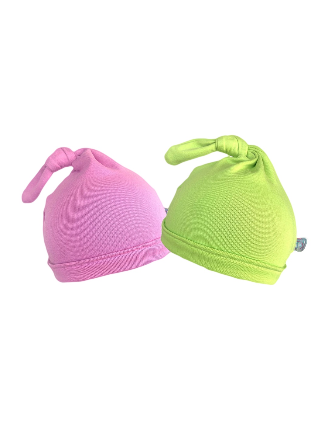

cherrytoes Unisex Infant Kids Pack Of 2 Pink & Green Pure Cotton Sustainable Beanie