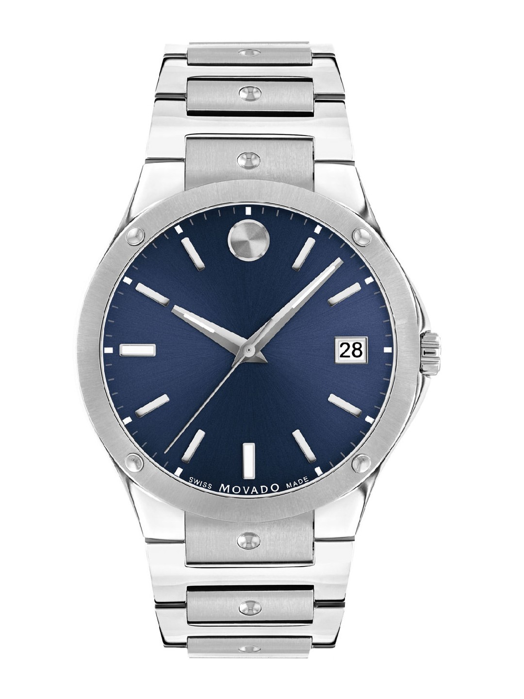 

MOVADO Men Blue Dial & Silver Toned Bracelet Style Straps Analogue Watch 607513