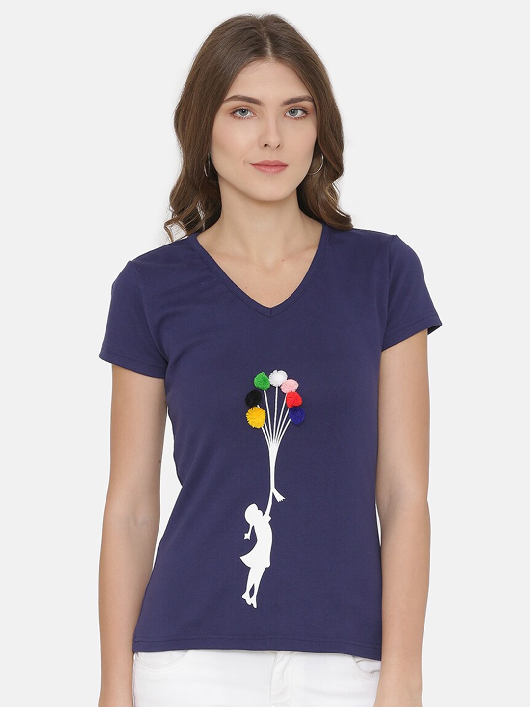 

Yaadleen Women Navy Blue Regular Top