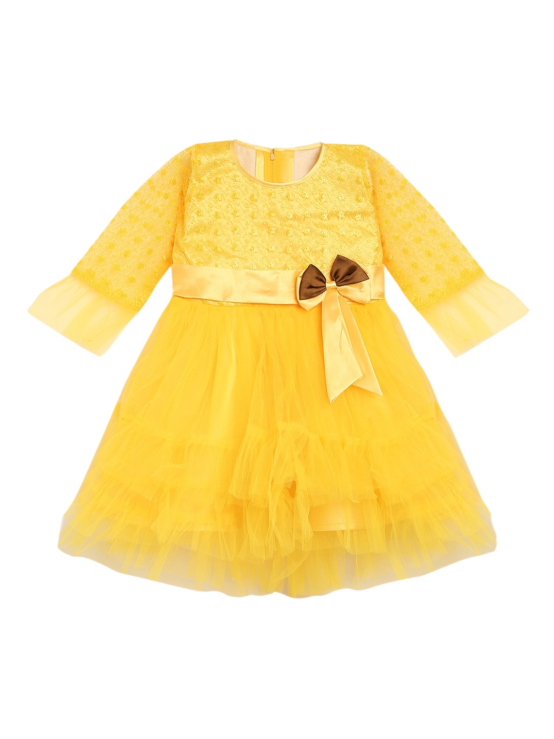 

ADIVA Girls Yellow Floral Net Dress