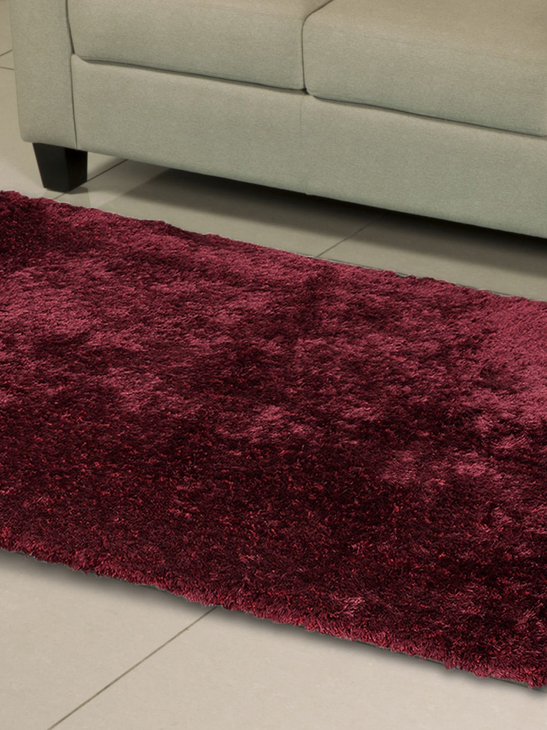

Home Centre Maroon Soft Textured Eyelash Area Anti Skid Floor Carpet