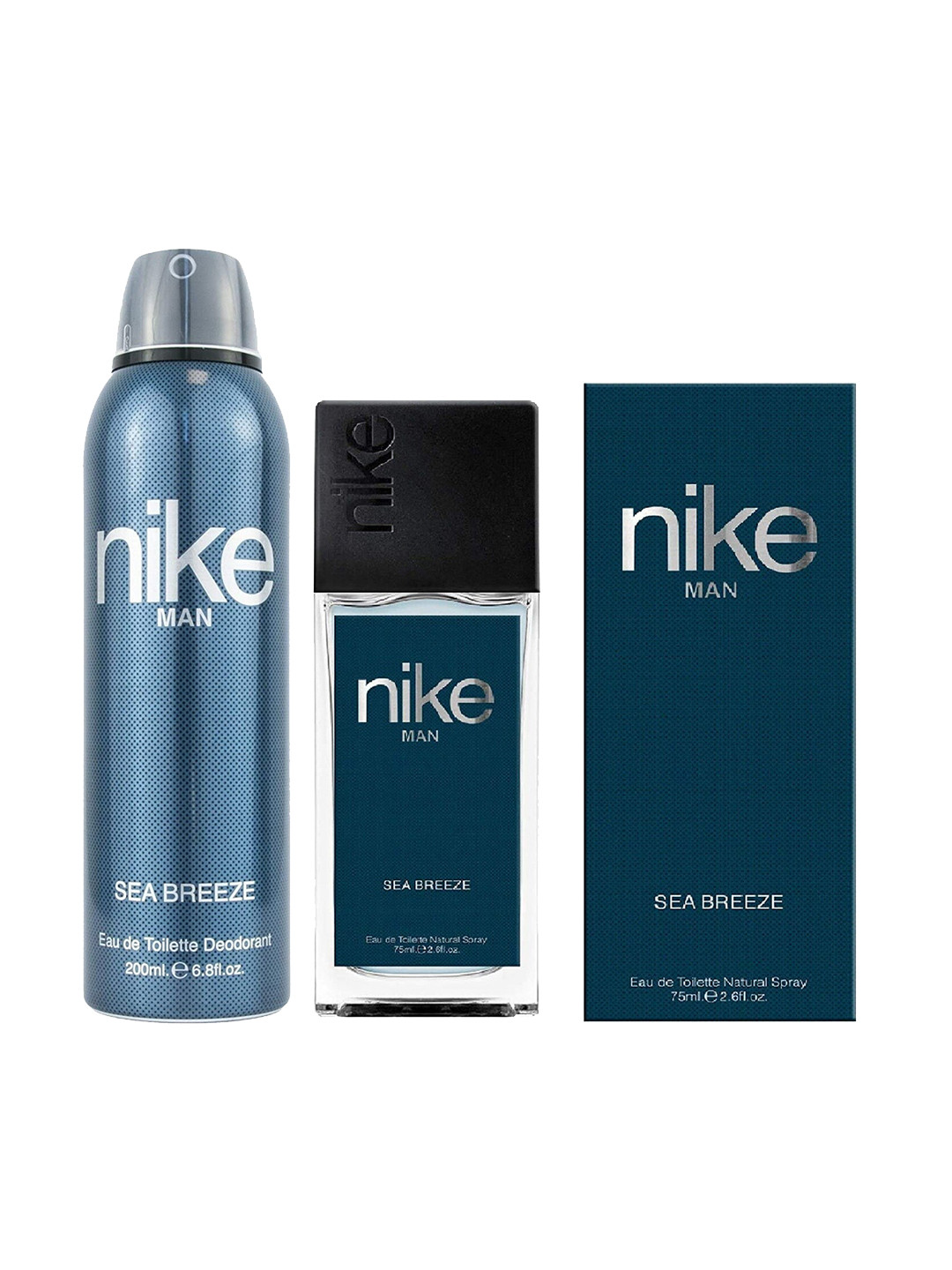 

Nike Men Combo Set Of 2 Sea Breeze EDT Perfume - 75 ml & Deodorant - 200 ml, Transparent