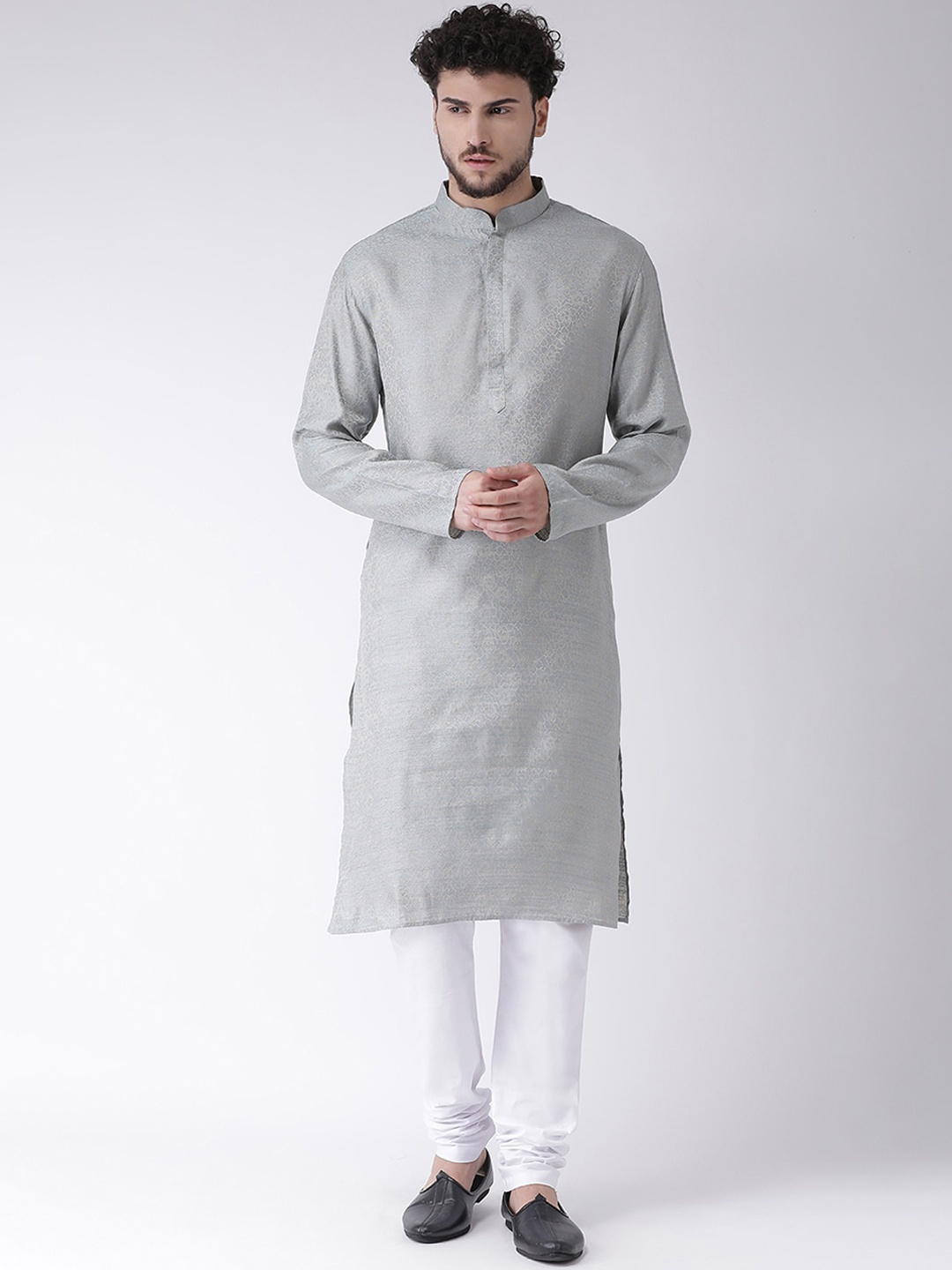 

TABARD Men Grey Jacquard Kurta
