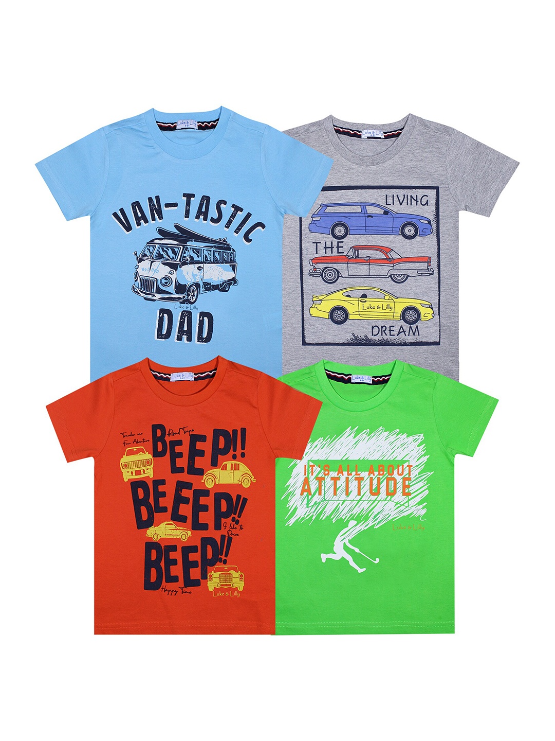 

Luke & Lilly Boys Multi Pack Of 4 Typography Printed T-shirt