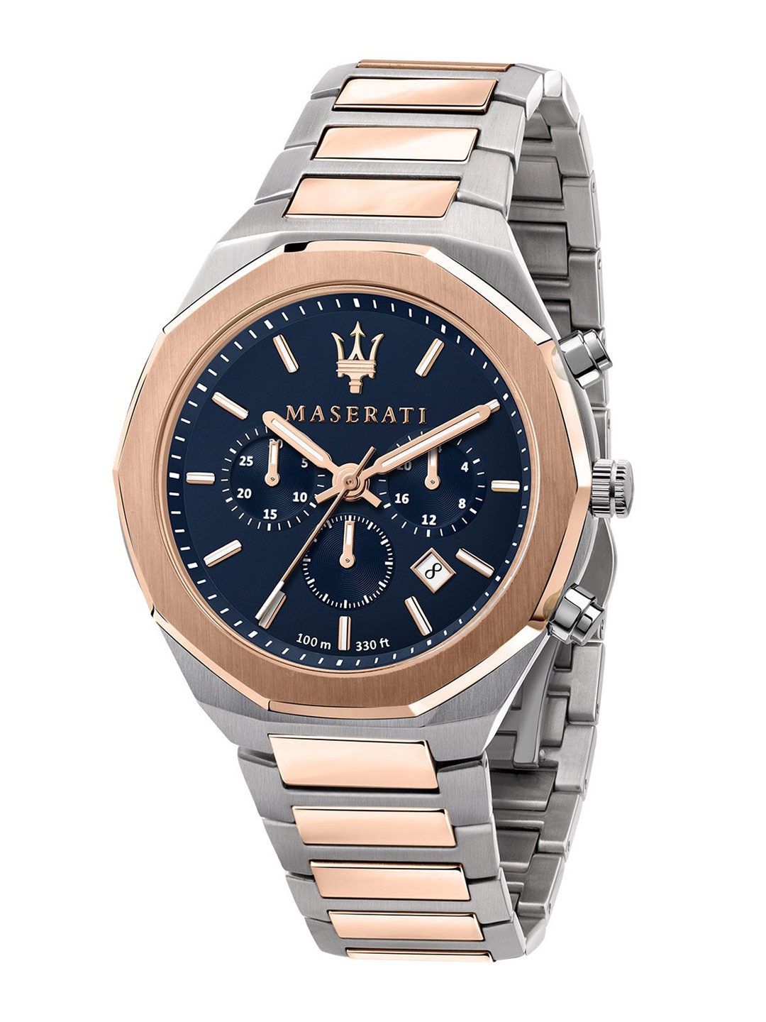 

Maserati Men Blue Dial & Multicoloured Stainless Steel Bracelet Style Straps Analogue Watch