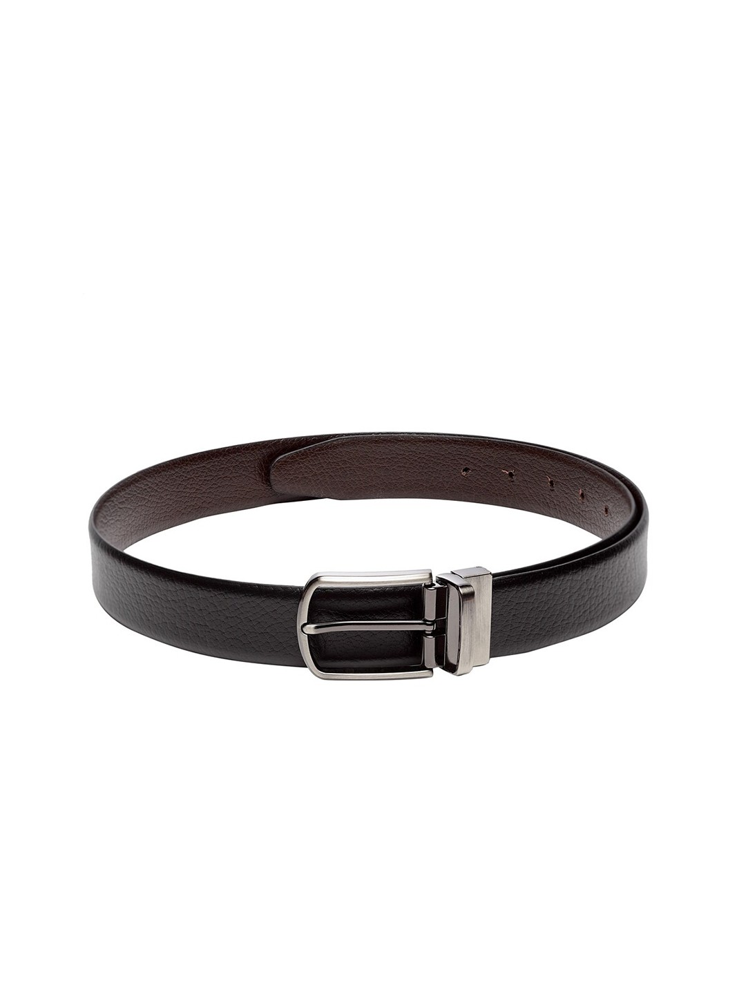 

Teakwood Leathers Men Black Textured Leather Reversible Formal Belt