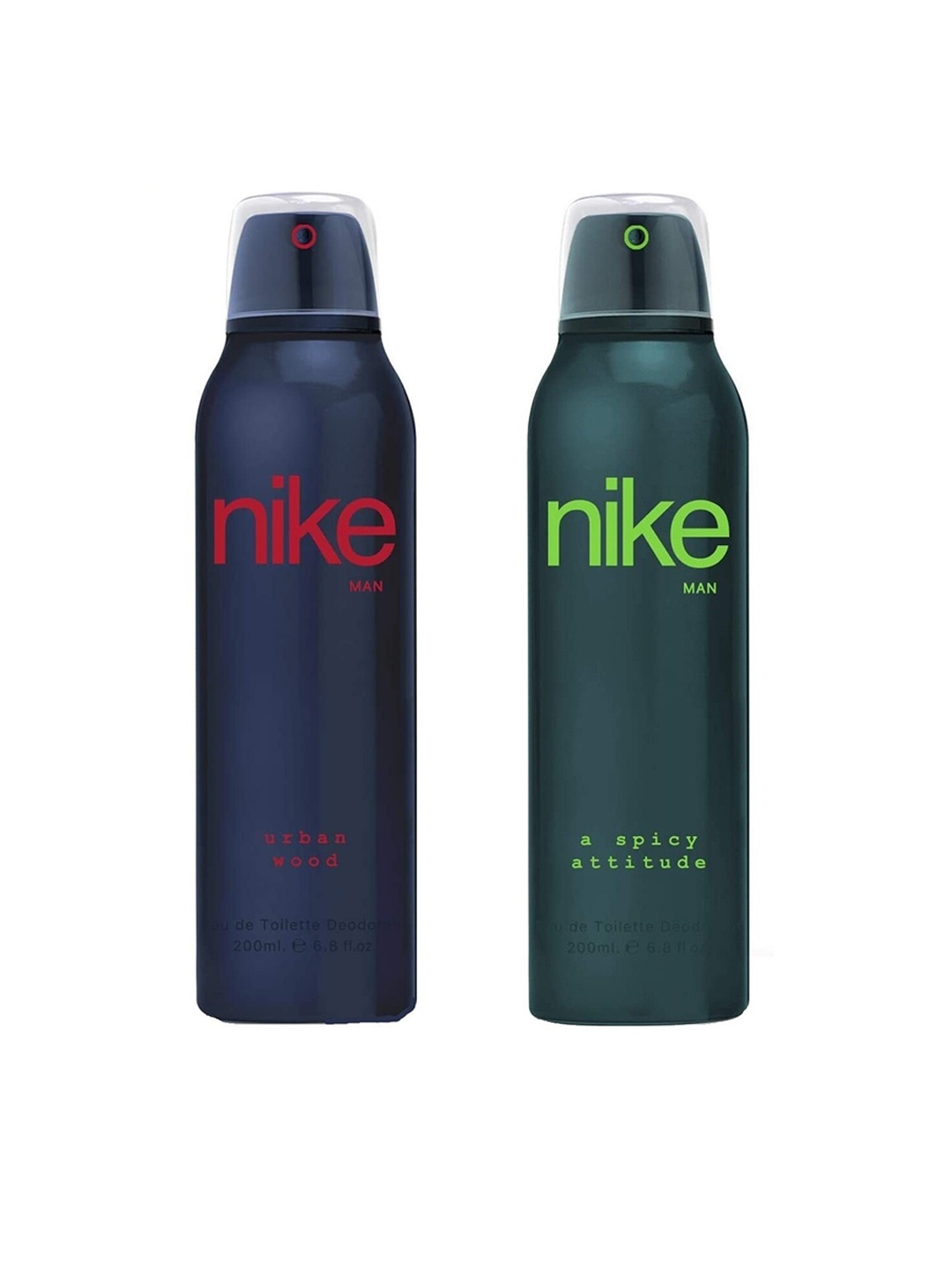 

Nike Men Pack Of 2 Urban Wood & Spicy Attitude Deodorants - 200ml Each, Transparent