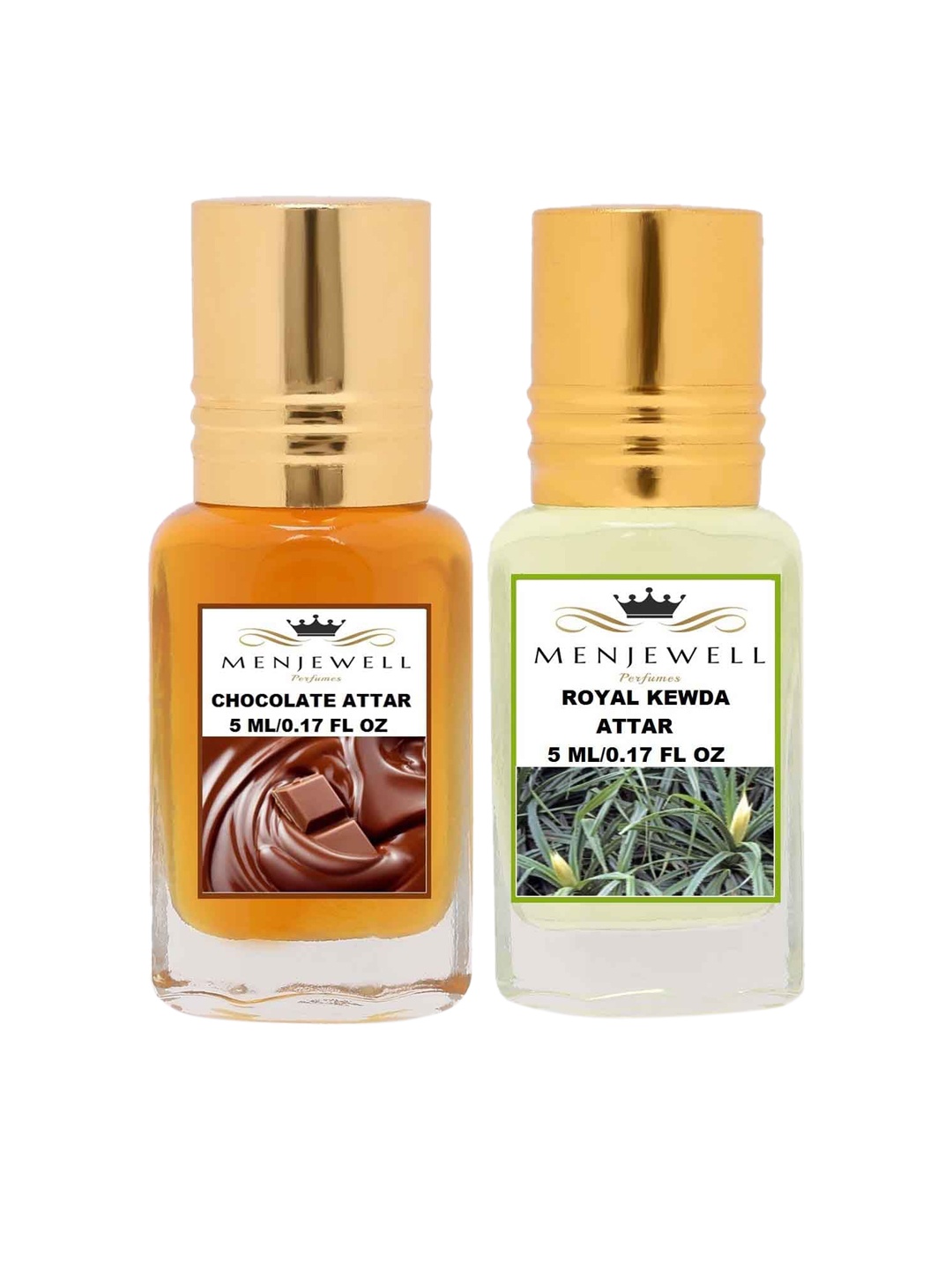 

Menjewell Unisex Chocolate Royal Kewda Attar Combo Pack 10 ml, Transparent