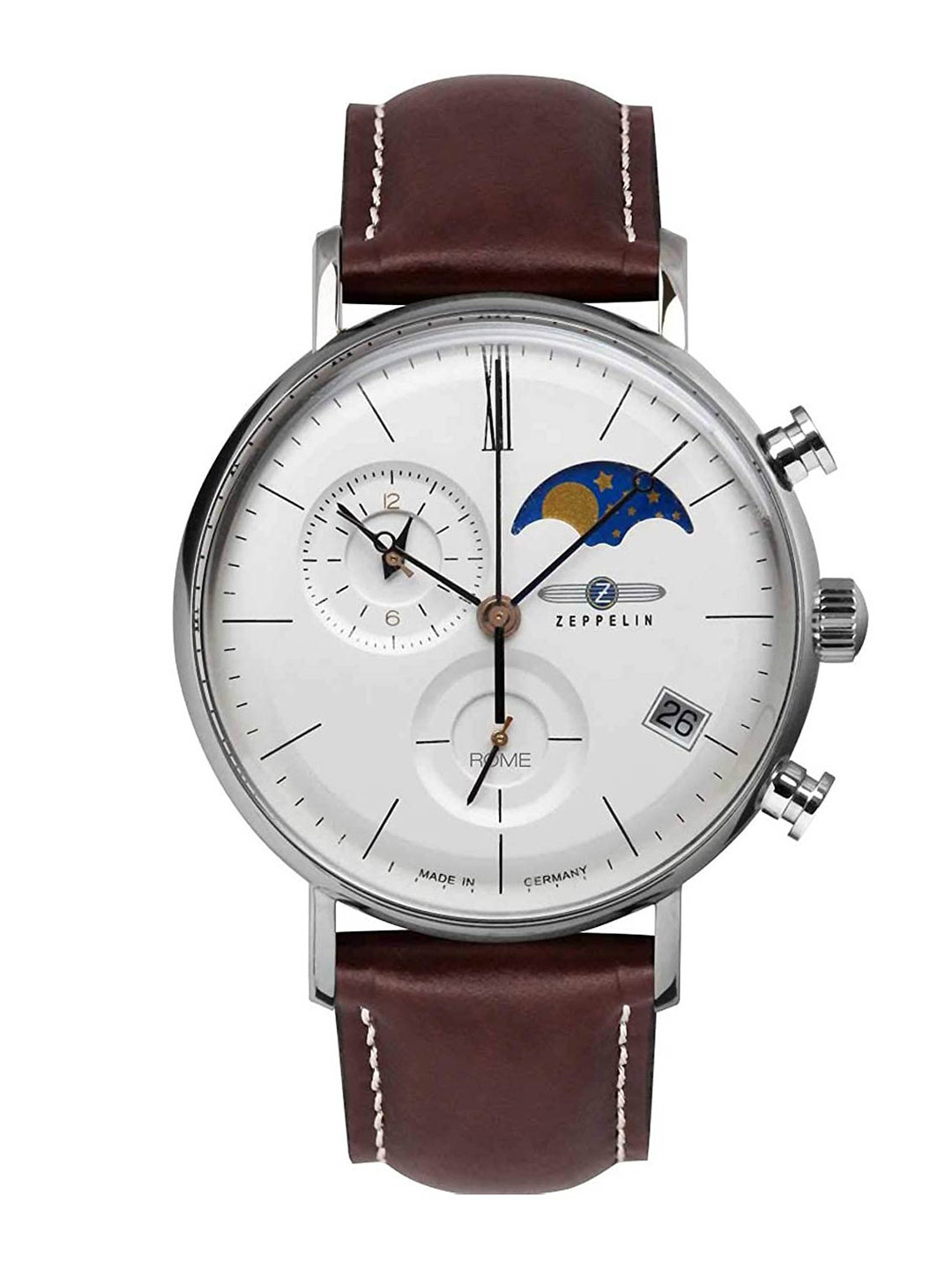 

ZEPPELIN Men White Dial & Brown Leather Textured Straps Analogue Watch 71984