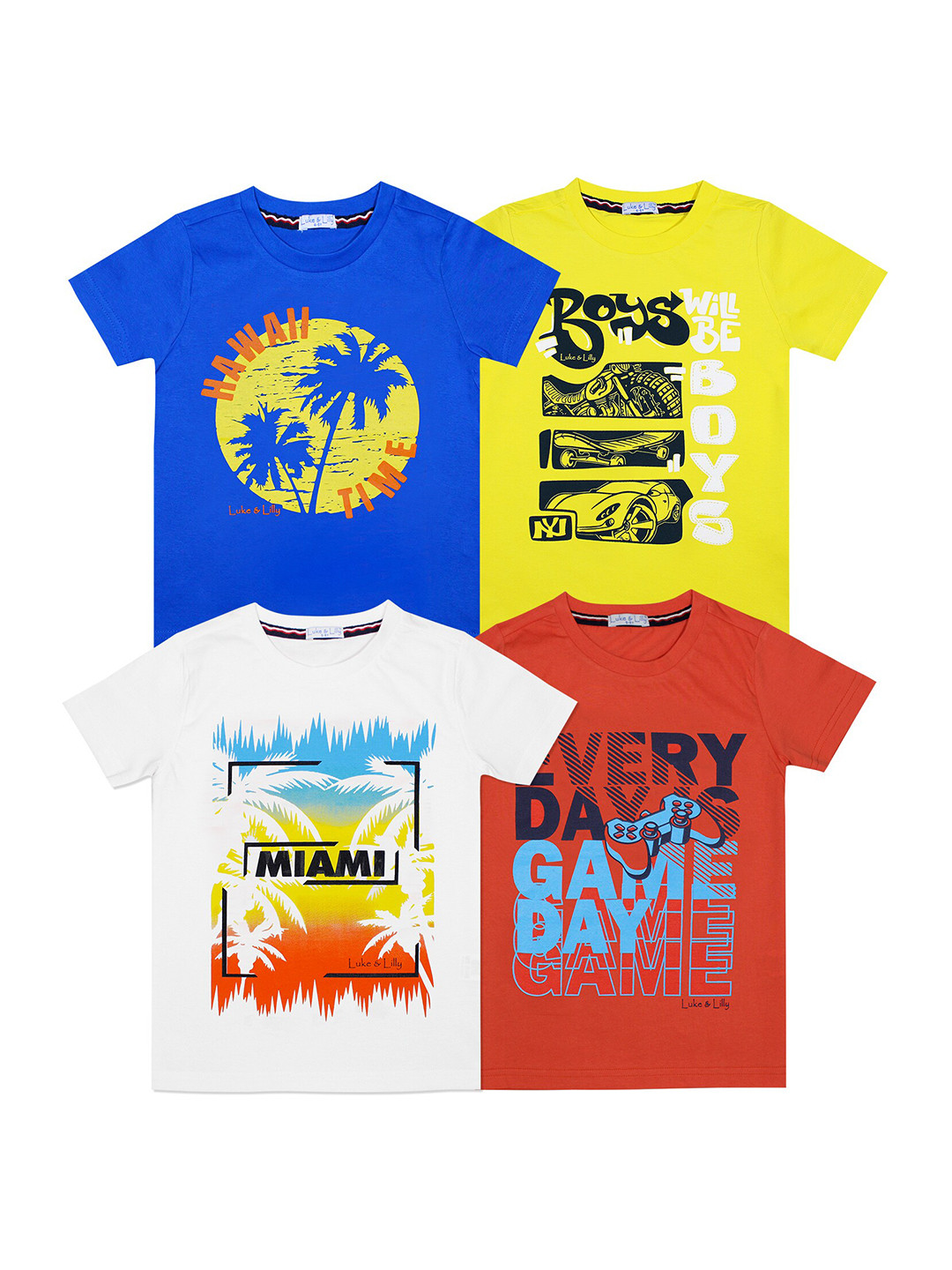 

Luke & Lilly Boys Multi Pack of 4 Typography Printed T-shirt