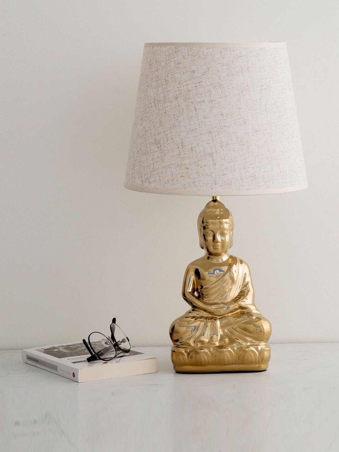 

Home Centre Gold-Toned Tranquil Ceramic Buddha Table Lamp