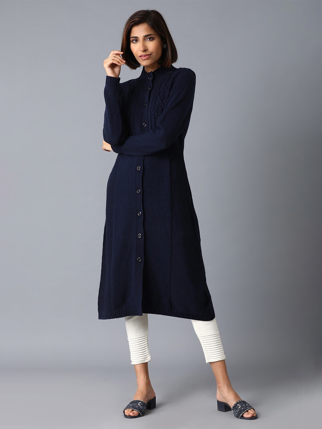 

W Women Blue High Neck Tunic