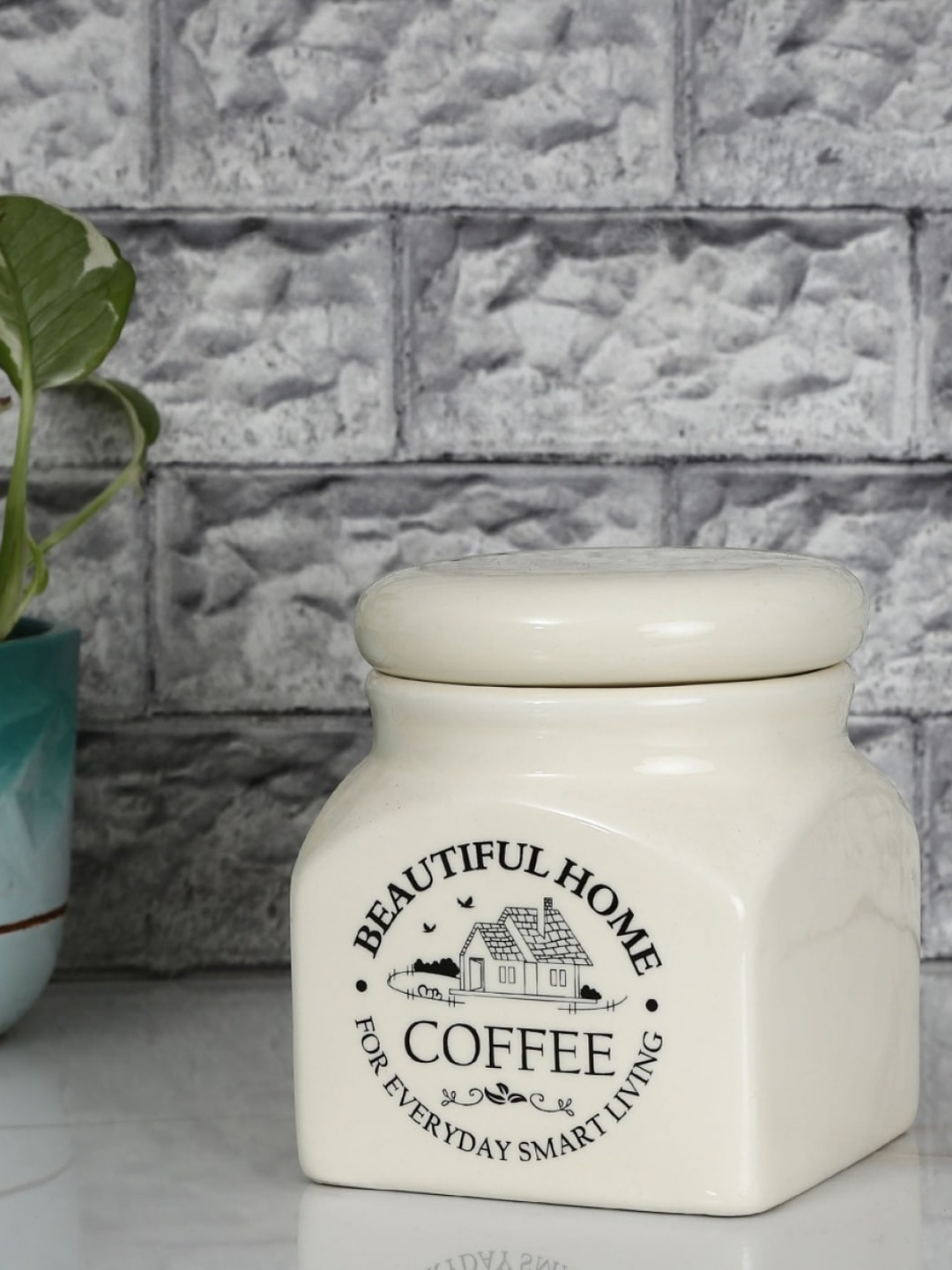 

Home Centre Beige & Black Beautiful Home Coffee Canister 870 ML
