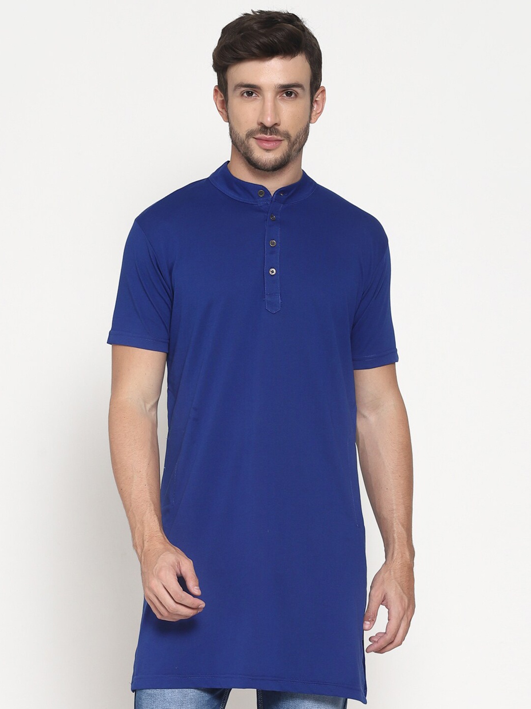 

PAUSE SPORT Men Blue Henley Neck T-shirt