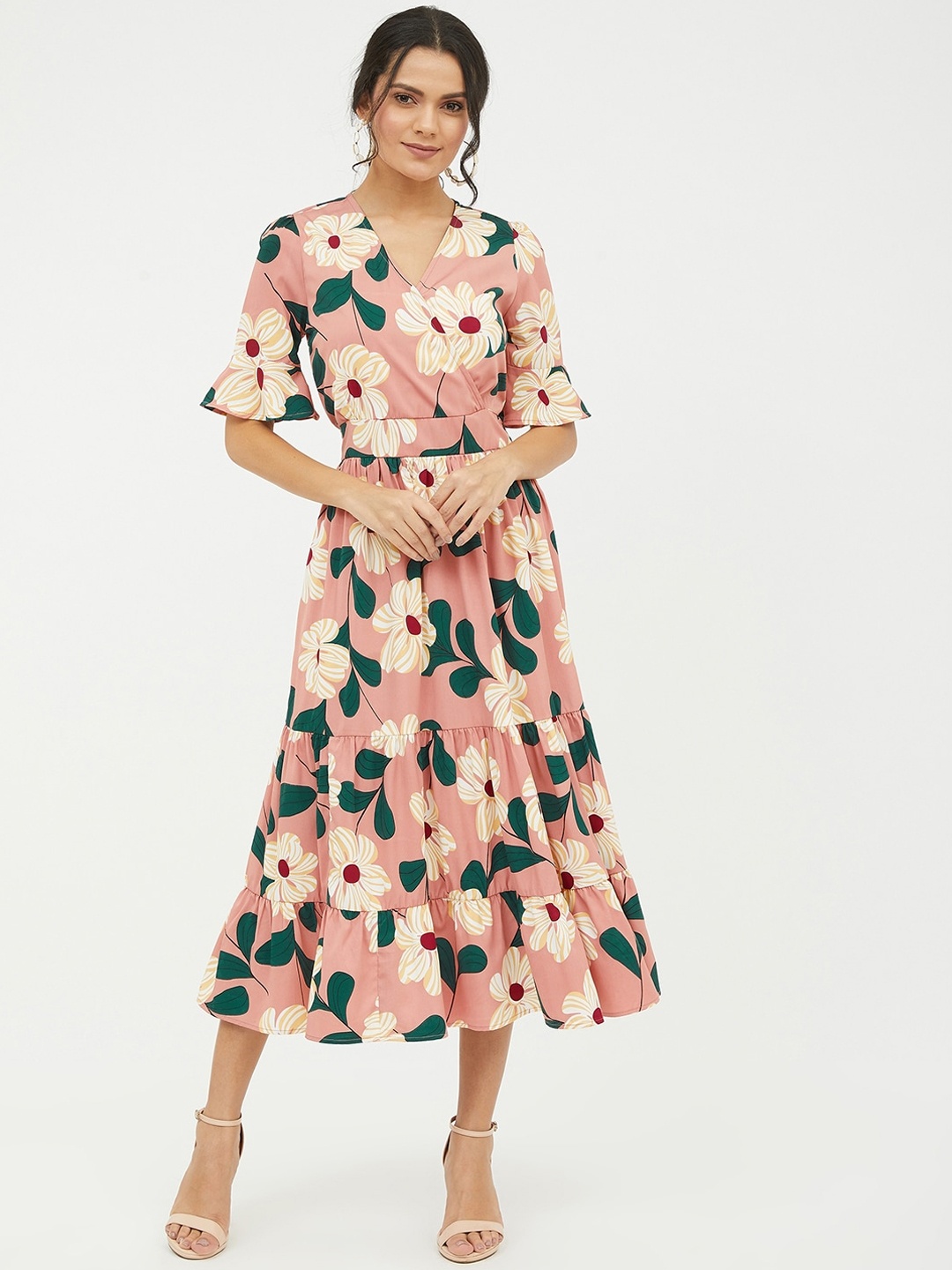 

Harpa Pink Floral Midi Dress